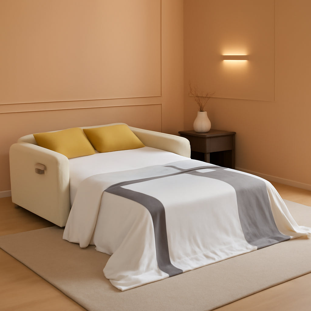 White Convertible Loveseat Sofa Bed With USB Charging