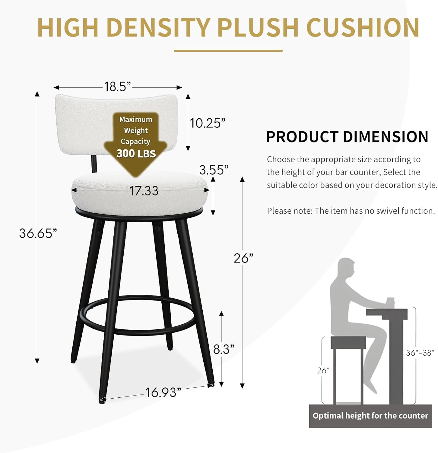 White Counter Height Bar Stools With Back Set Of Four