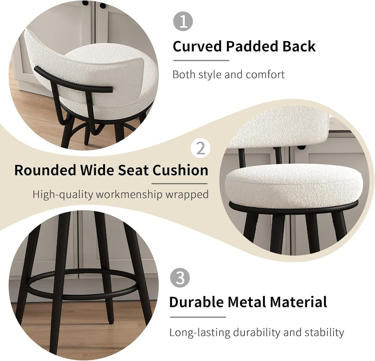 White Counter Height Bar Stools With Back Set Of Four