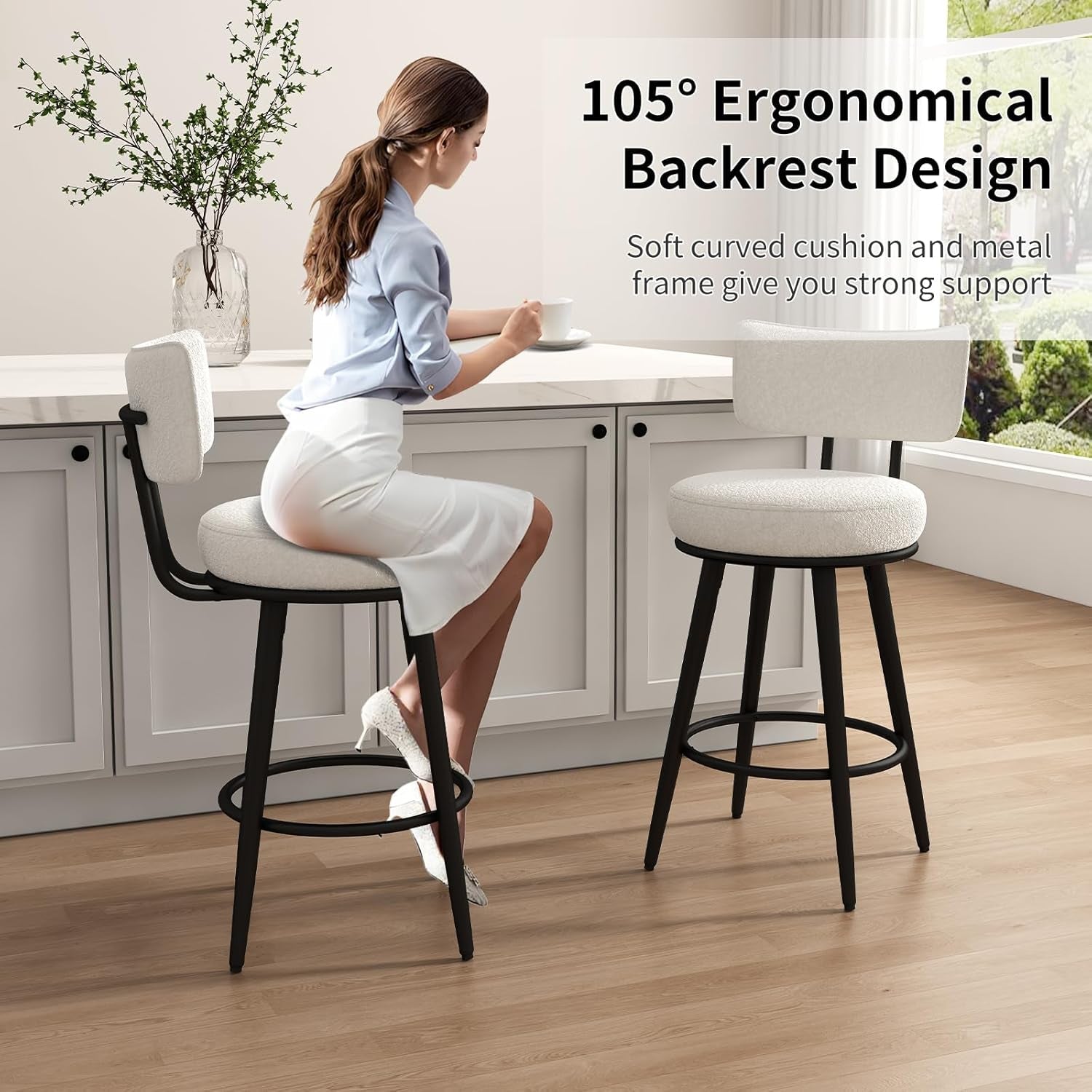 White Counter Height Bar Stools With Back Set Of Four