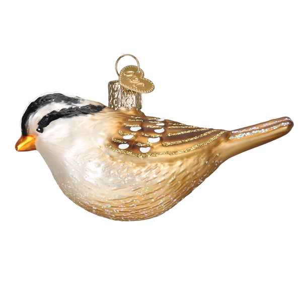 White Crowned Sparrow Glass Ornament