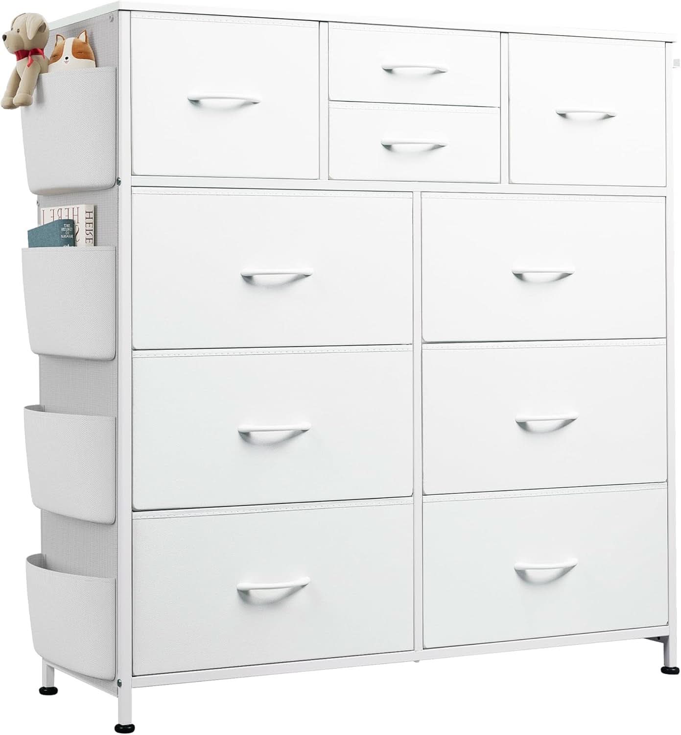 White Dresser 10 Drawer Storage Chest With Metal Frame