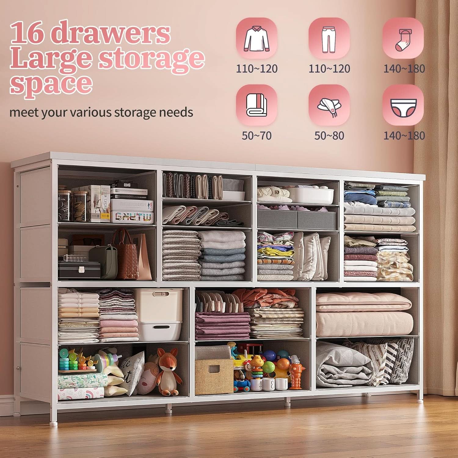 White Dresser TV Stand With Power Outlet And USB 51In Wide