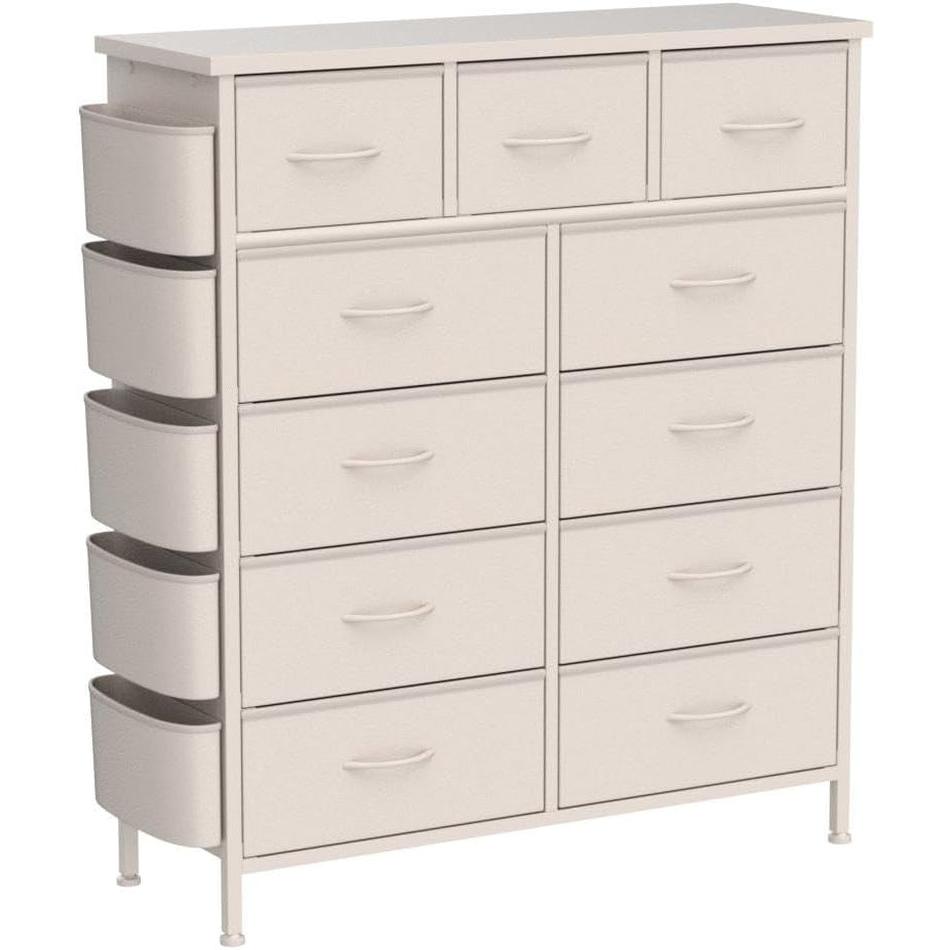 White Dresser With 11 Drawers For Bedroom Storage Unit