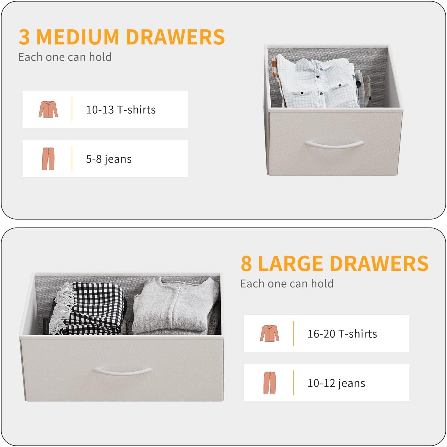 White Dresser With 11 Drawers For Bedroom Storage Unit
