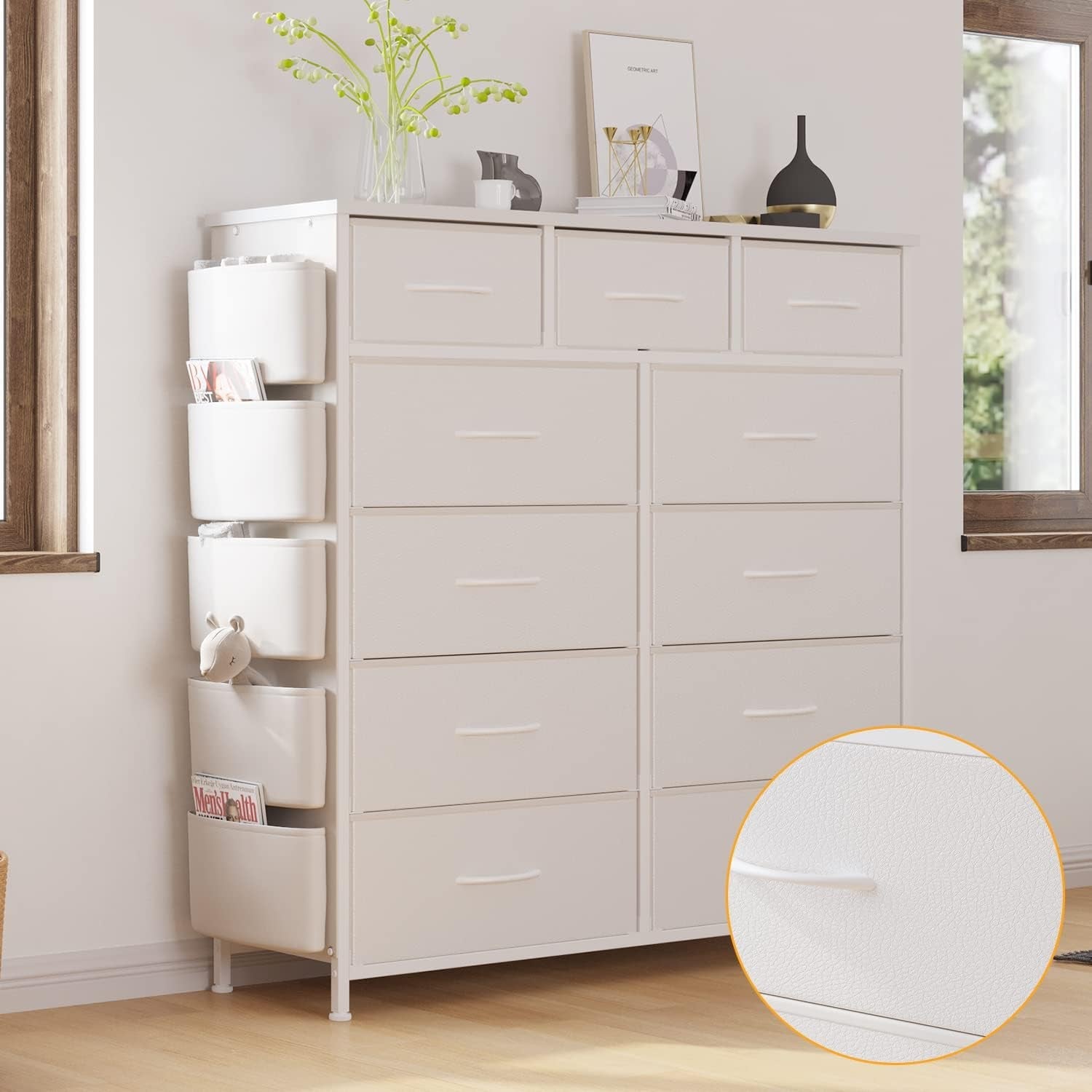 White Dresser With 11 Drawers For Bedroom Storage Unit