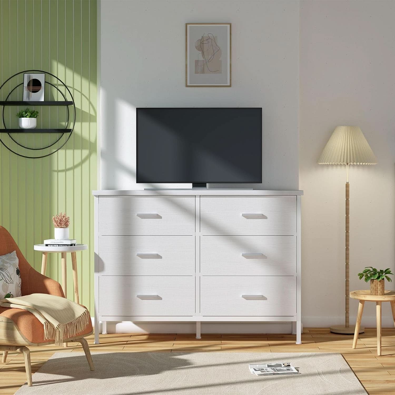 White Dresser With 6 Drawers For Bedroom Storage Solutions
