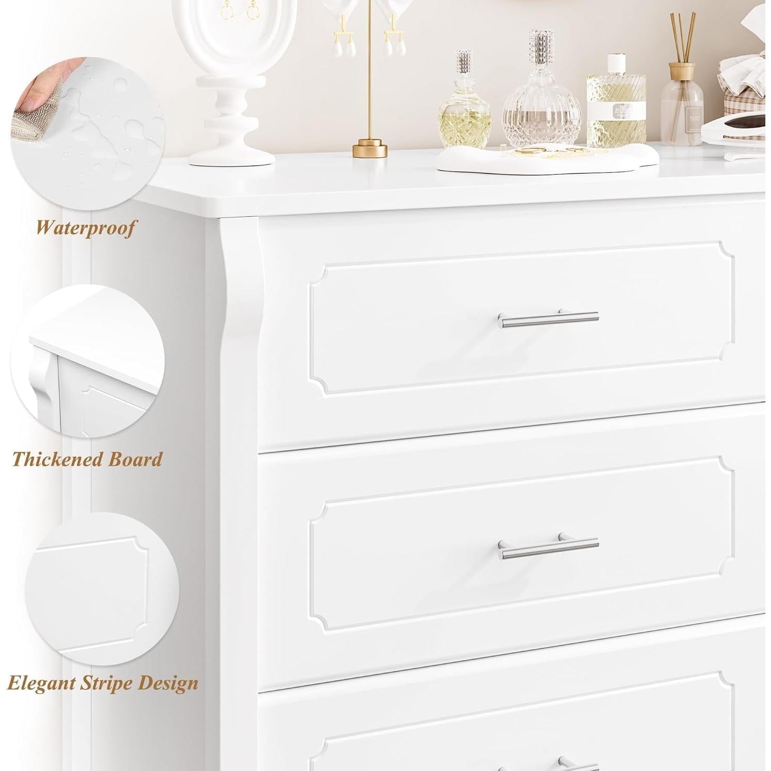 White Dresser With 8 Deep Drawers For Bedroom Or Living Room Storage