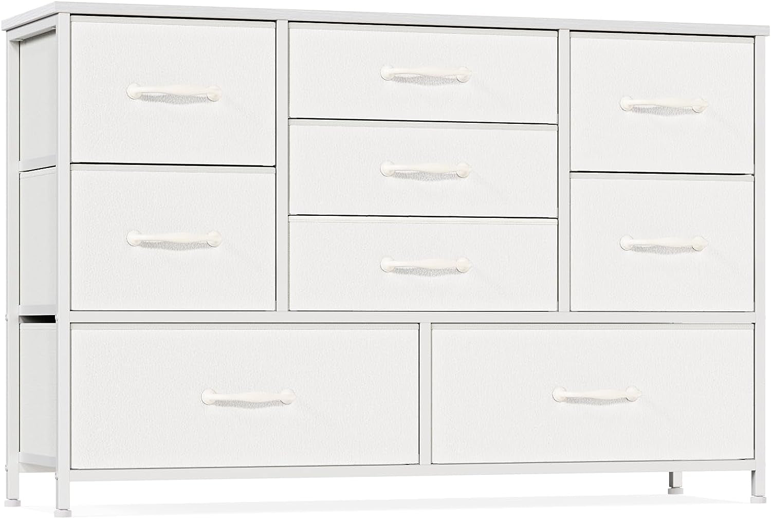 White Dresser With 9 Large Drawers For 55 Inch TV Stand