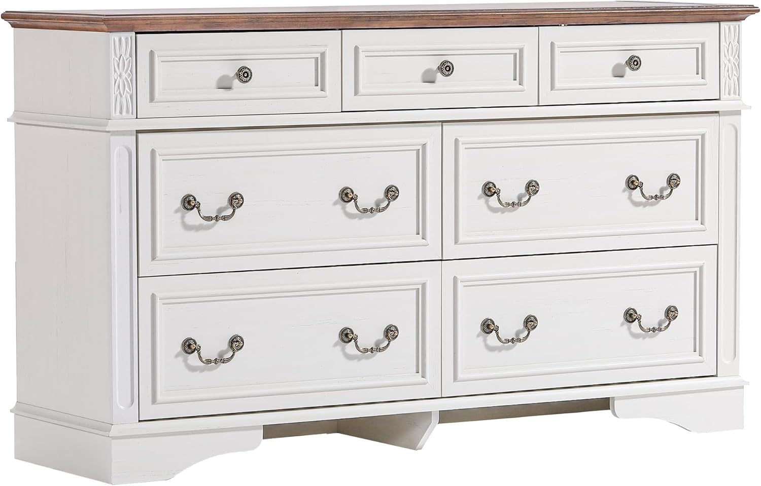 White Dresser With Seven Drawers Farmhouse Style Storage