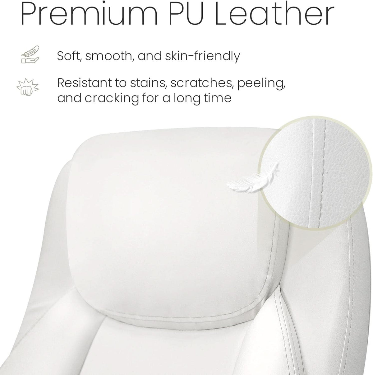 White Ergonomic Office Chair With Lumbar Support Adjustable