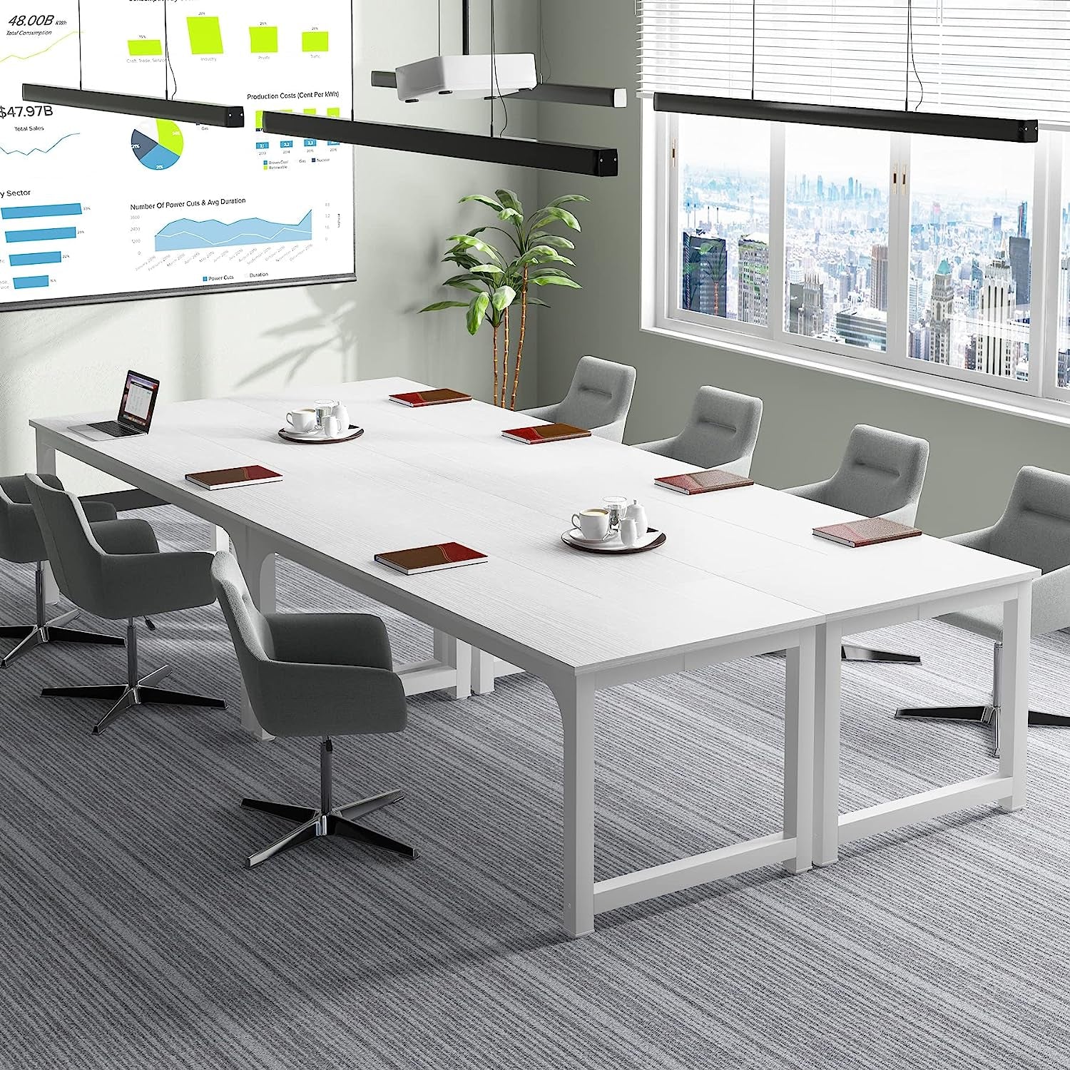 White Executive Office Computer Desk With Smooth Top