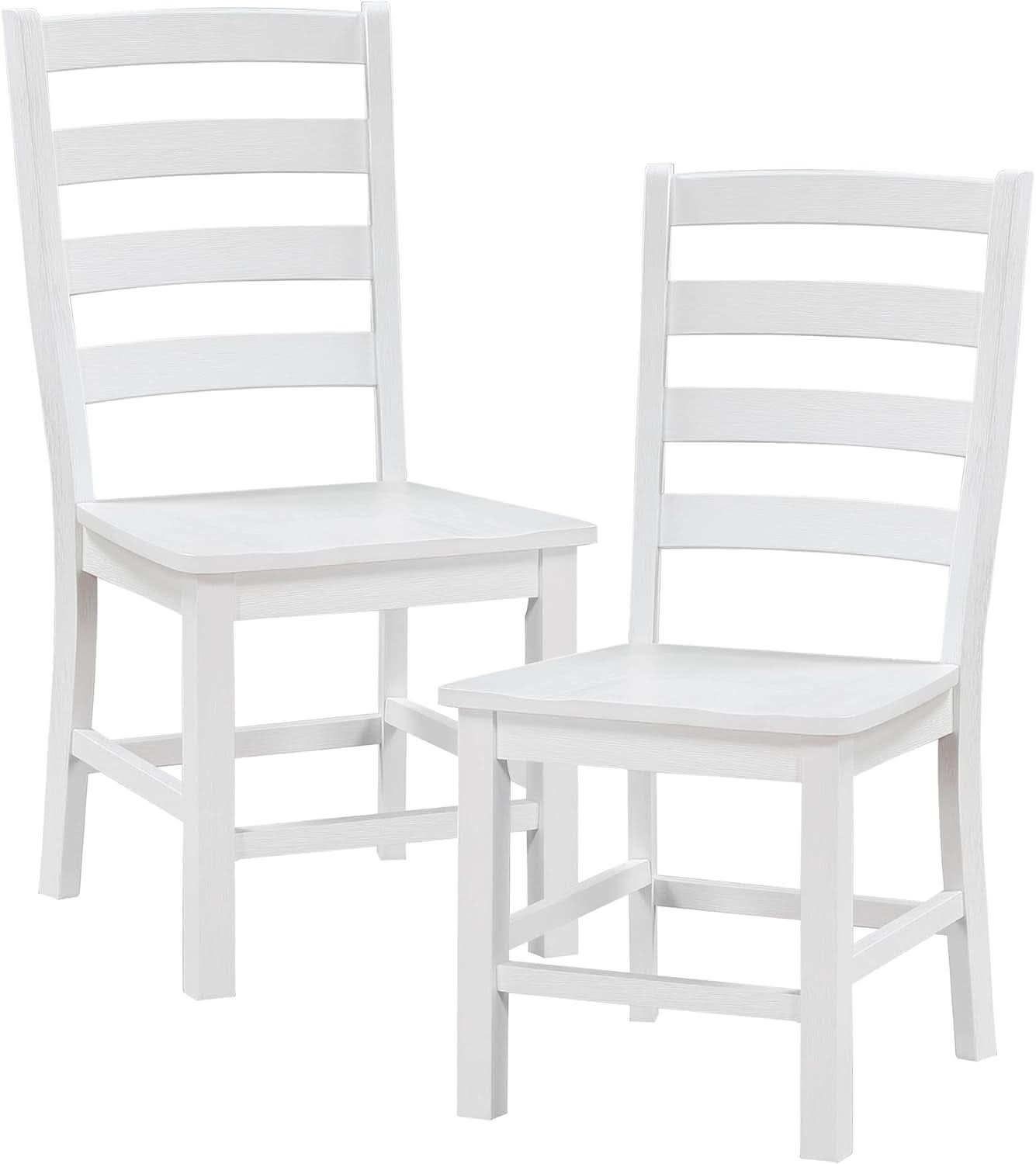 White Farmhouse Dining Chairs Set of 2 With Footrest