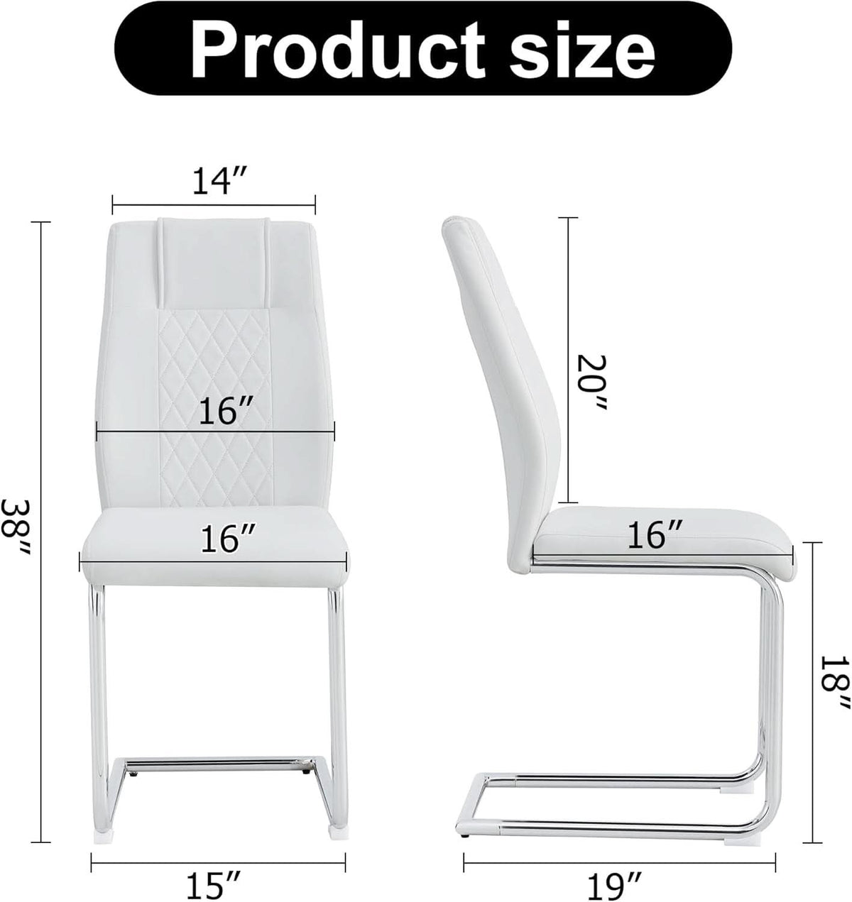 White Faux Leather Dining Chairs Four Pack Chrome Finish