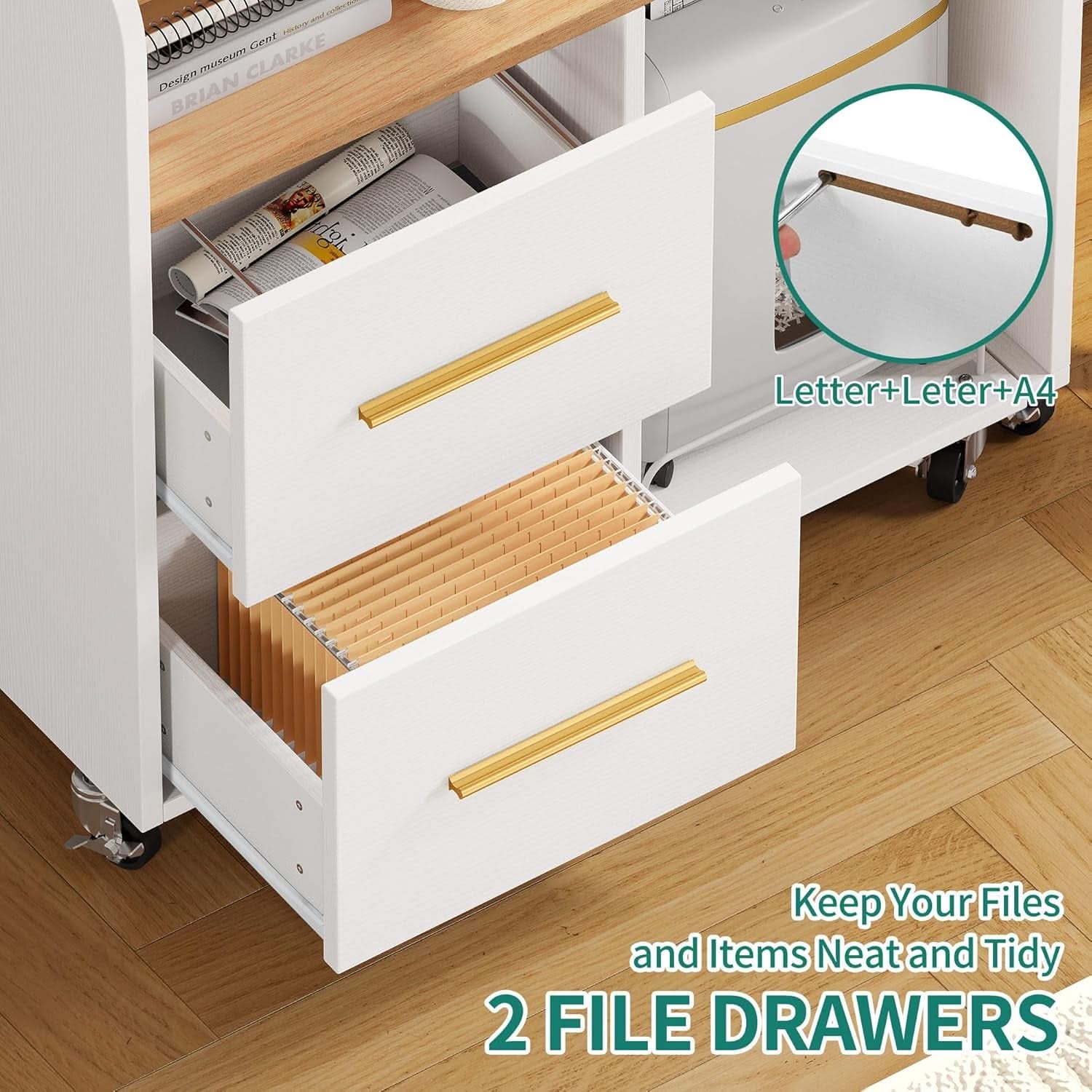 White File Cabinet With Charging Station Two Drawer Lateral File Cabinet