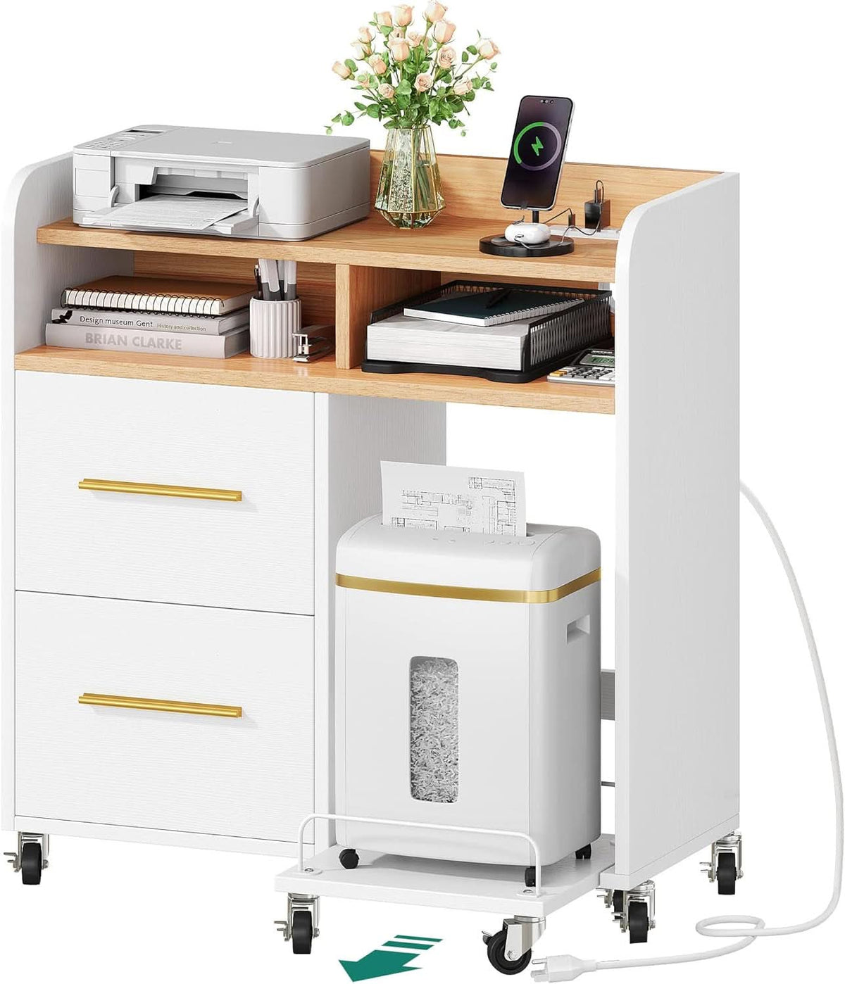 White File Cabinet With Charging Station Two Drawer Lateral File Cabinet