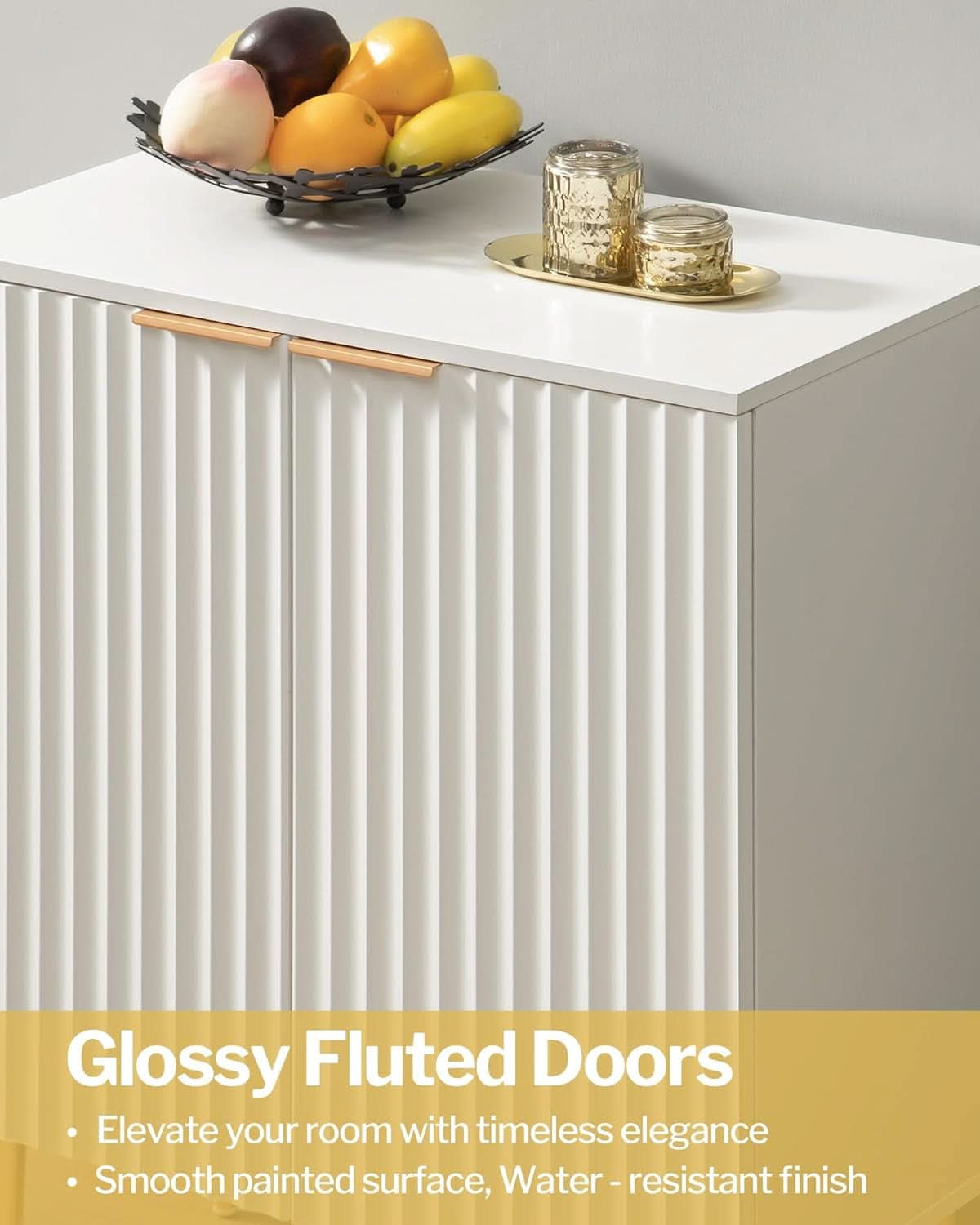 White Fluted Storage Cabinet Set Of 2 Modern Sideboards