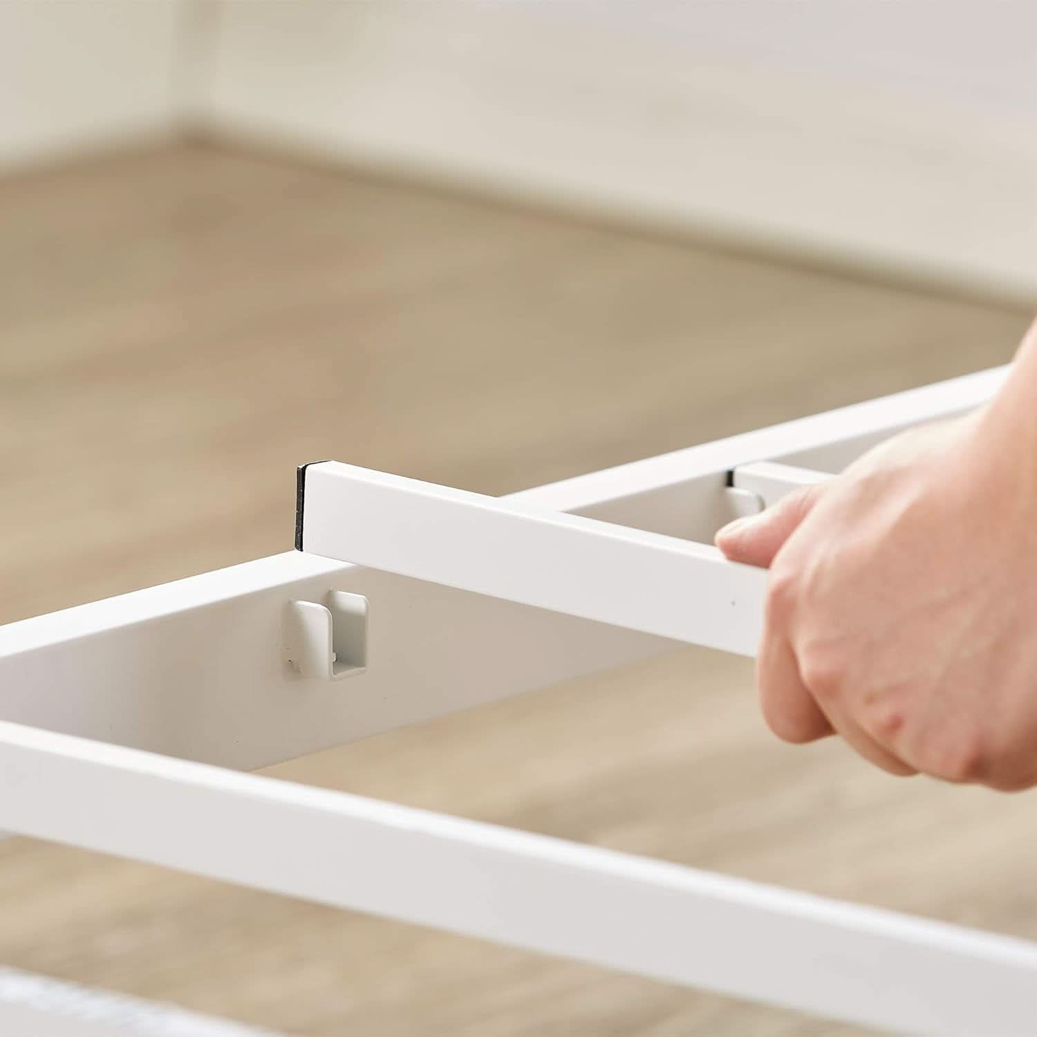 White Full Panel Metal Bed Frame Industrial Strength