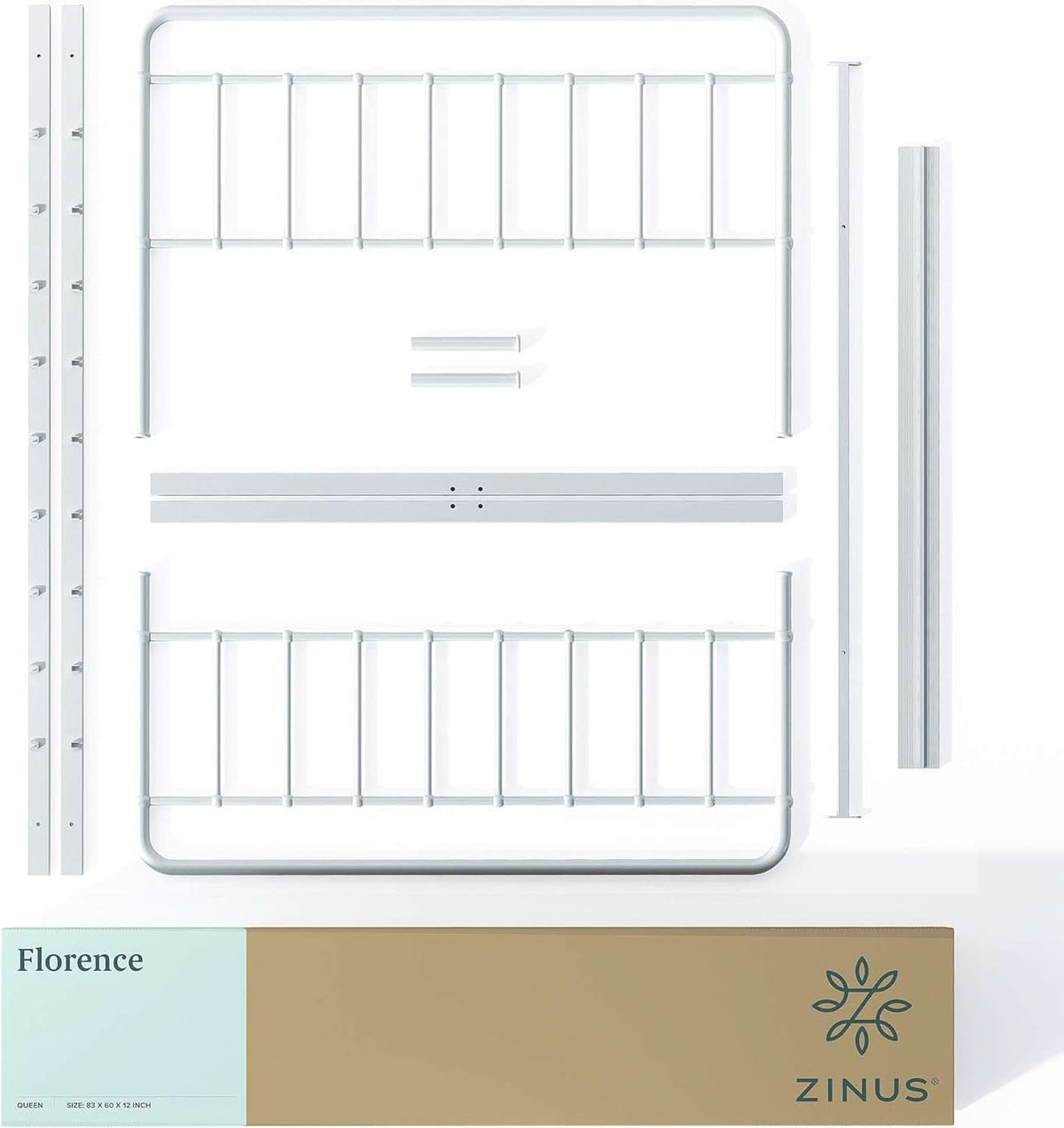 White Full Panel Metal Bed Frame Industrial Strength