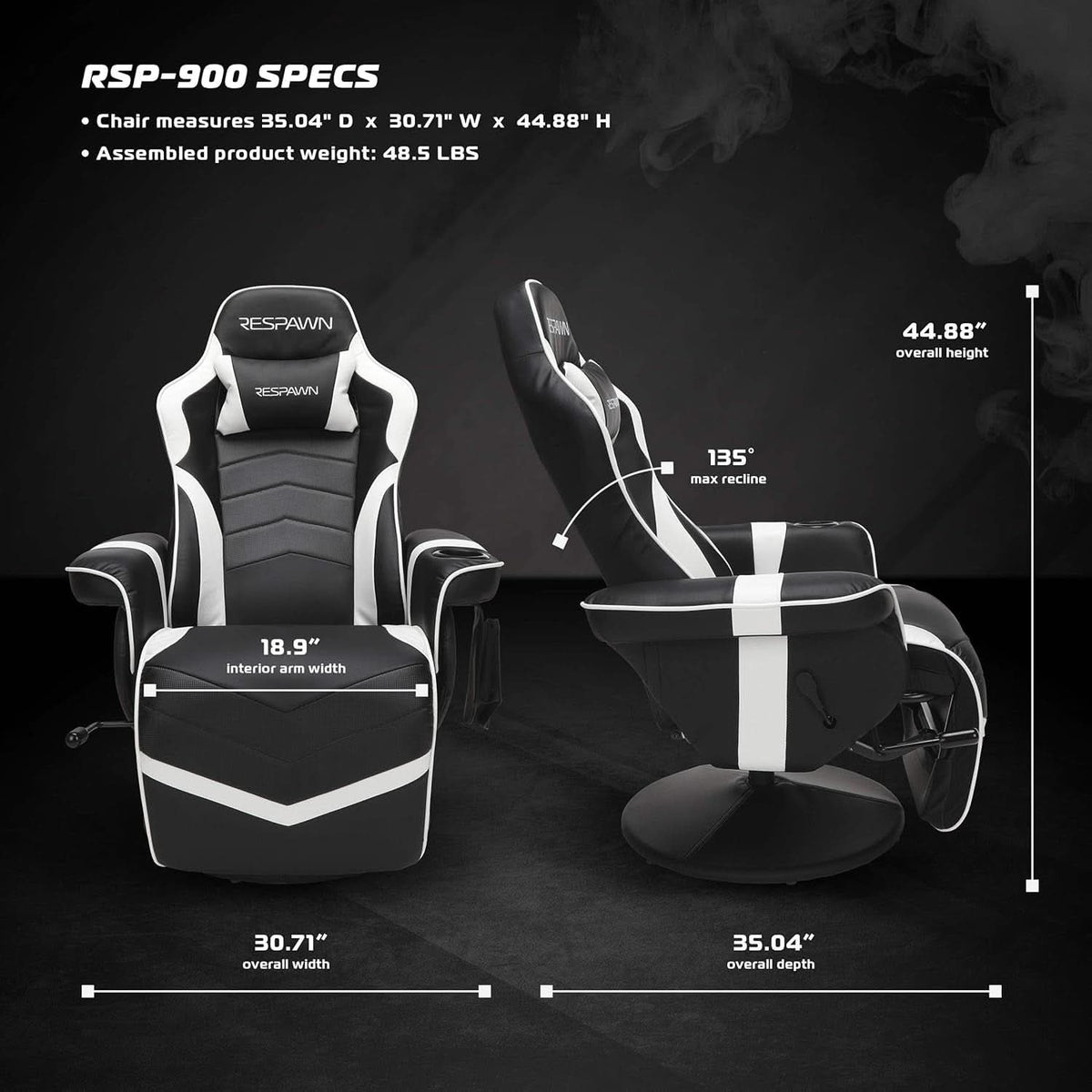 White Gaming Recliner Cupholder And Adjustable Footrest