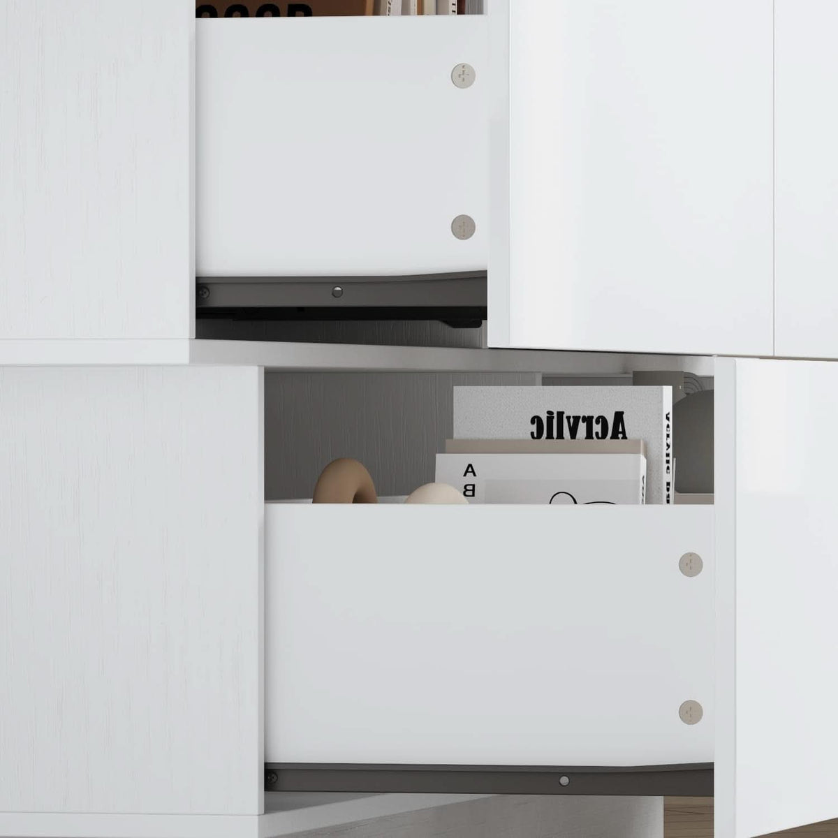 White High Gloss Six Drawer Dresser With Asymmetrical Design