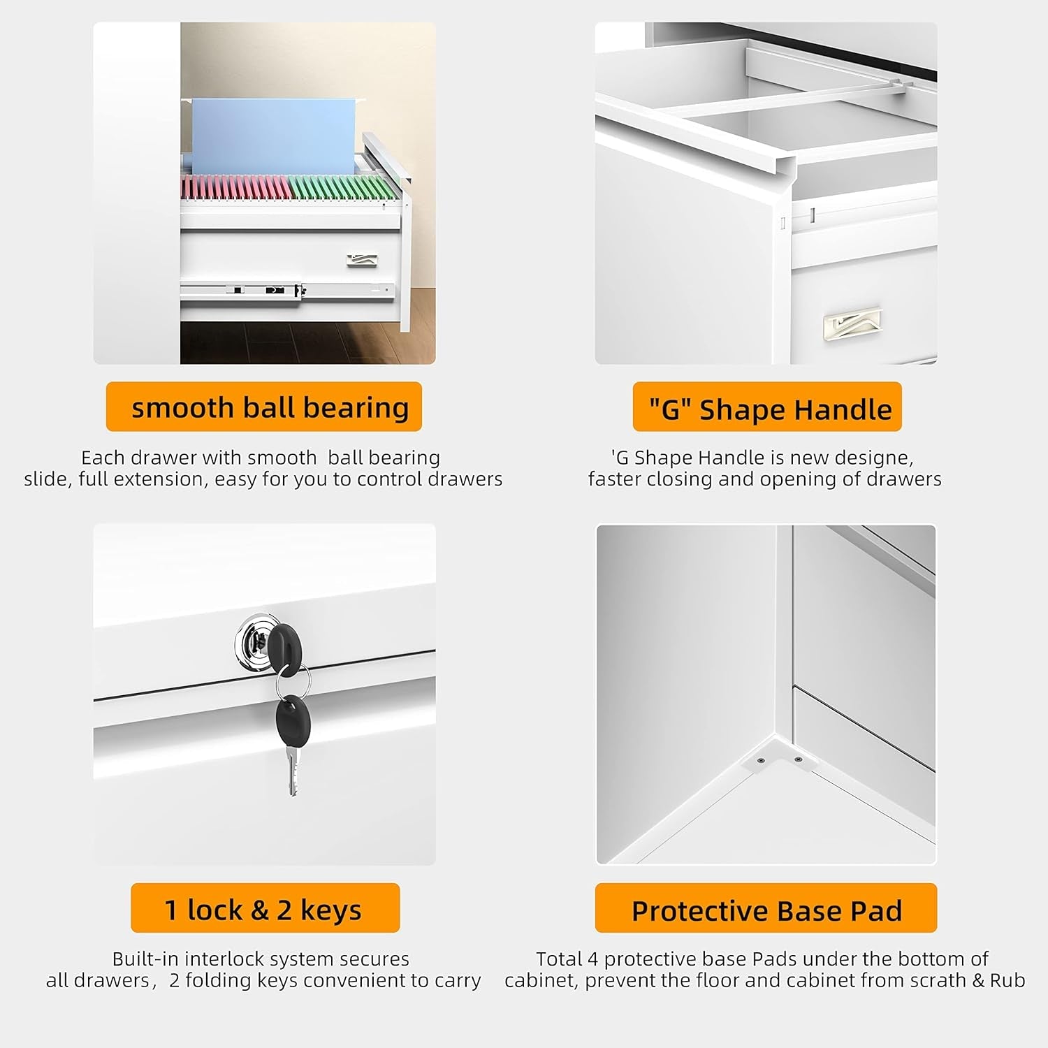 White Lateral File Cabinet With Two Lockable Drawers