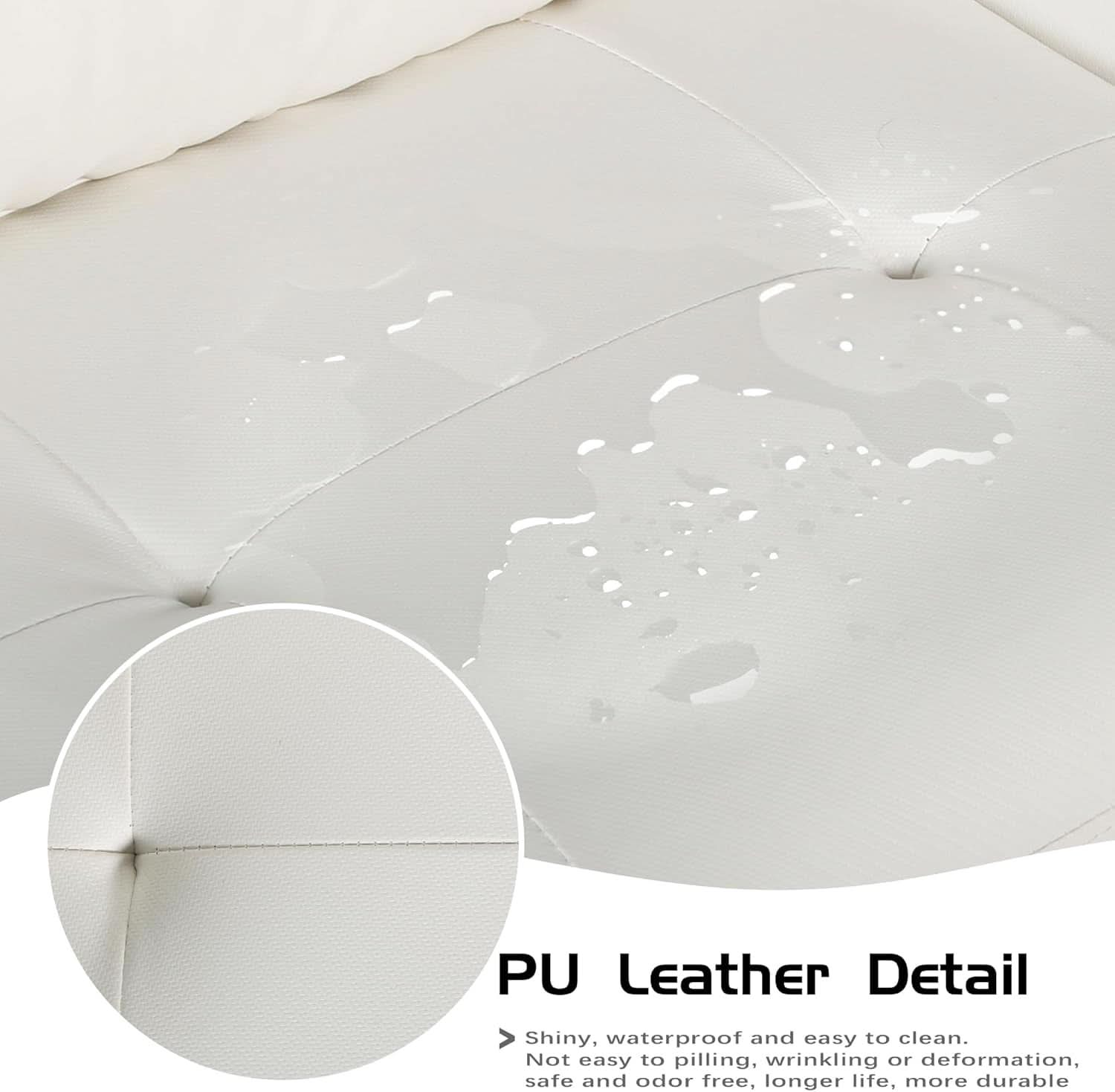 White Leather Loveseat Mid Century Modern Button Tufted