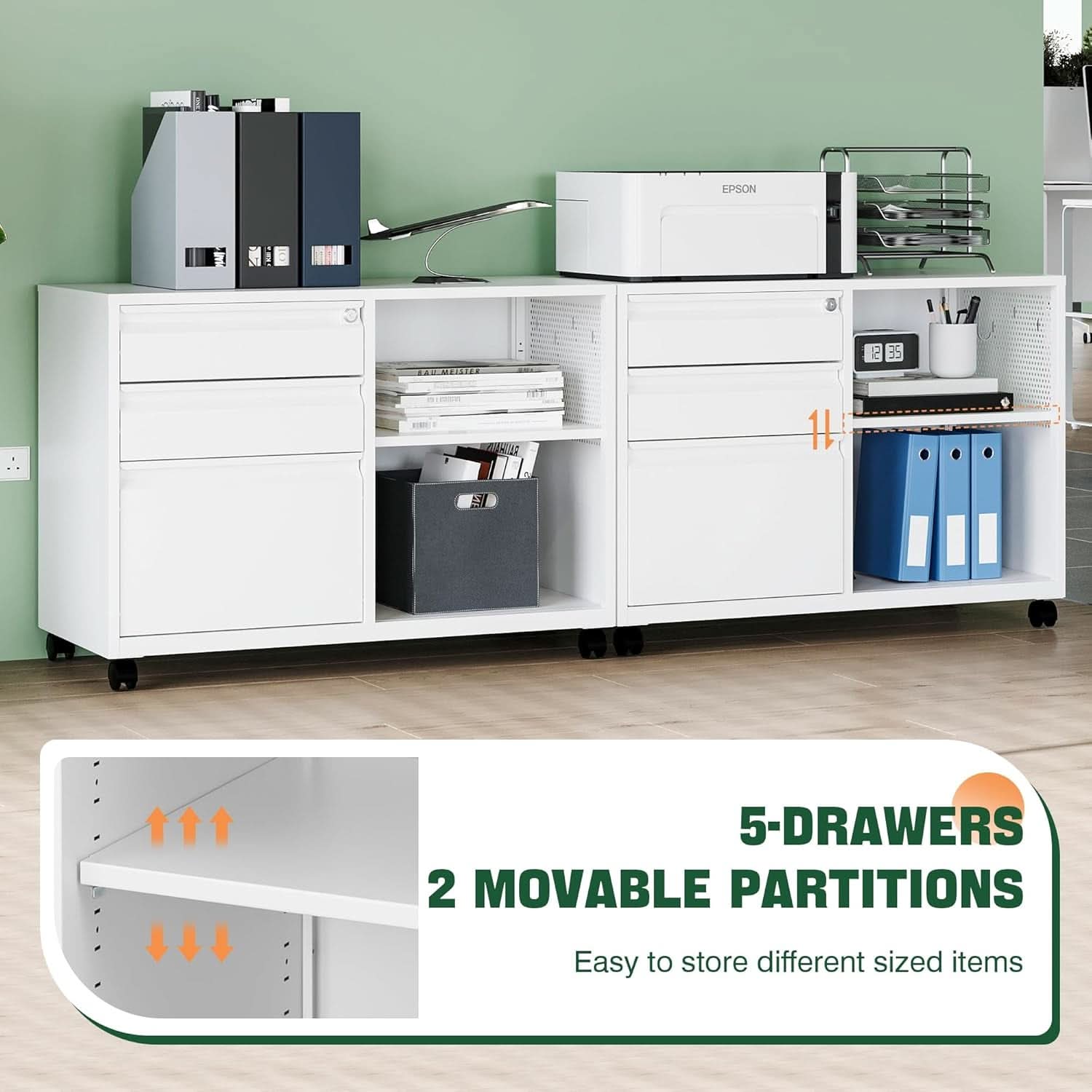 White Locking 3 Drawer File Cabinet For Home Office