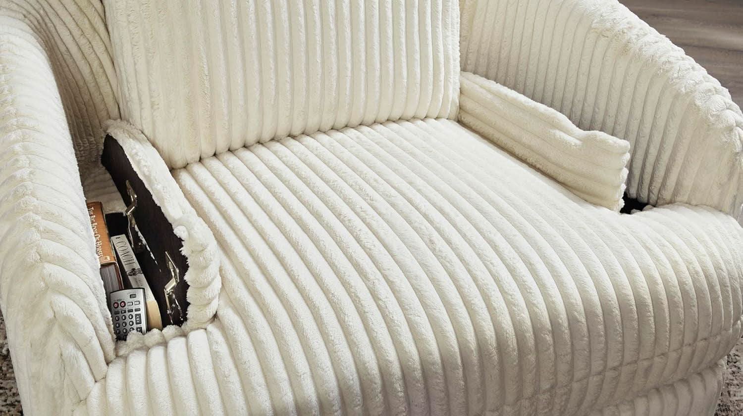 White Modern Swivel Glider Recliner With Hidden Storage