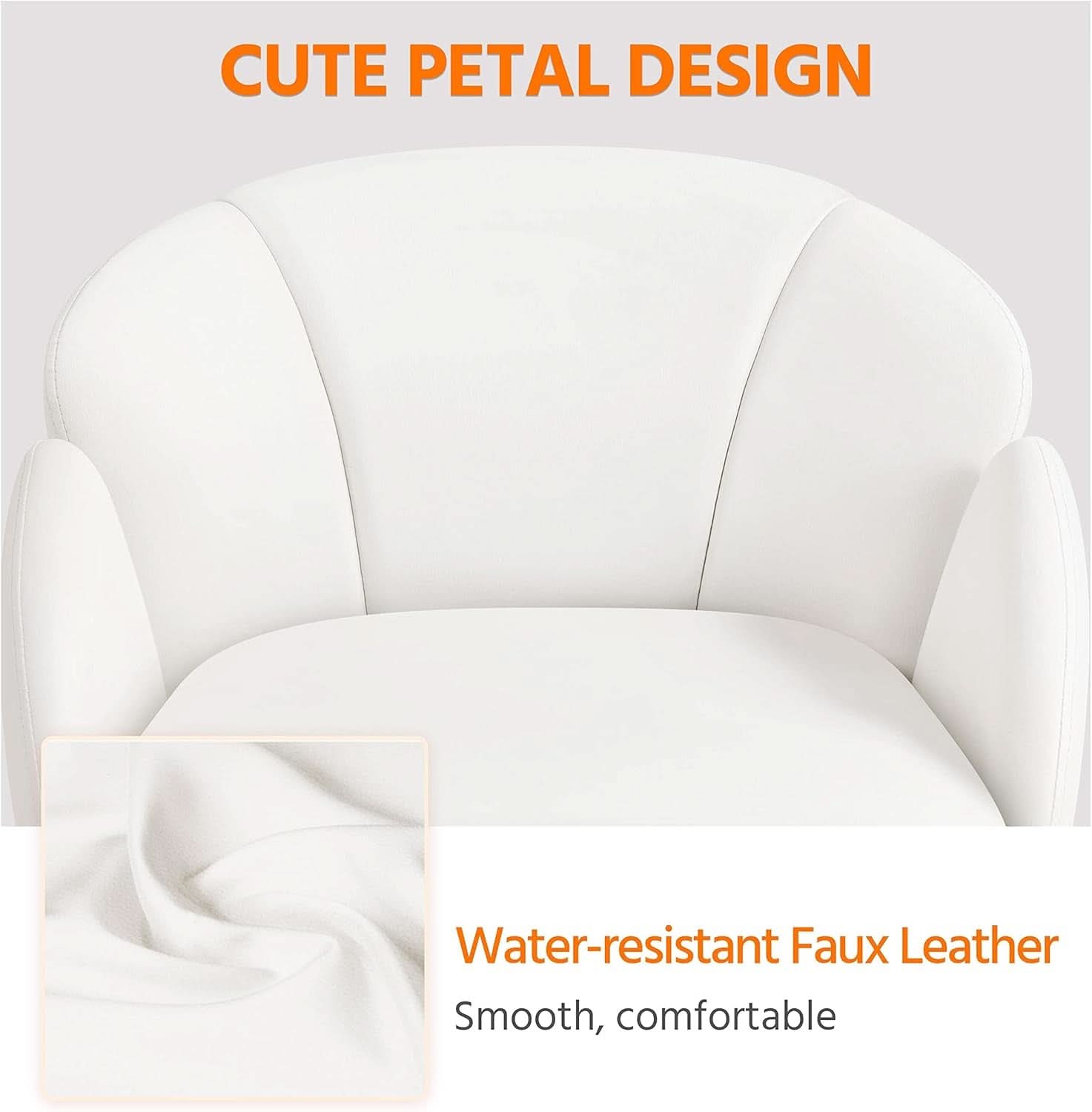 White Petal Desk Chair Faux Leather Swivel Office Chair
