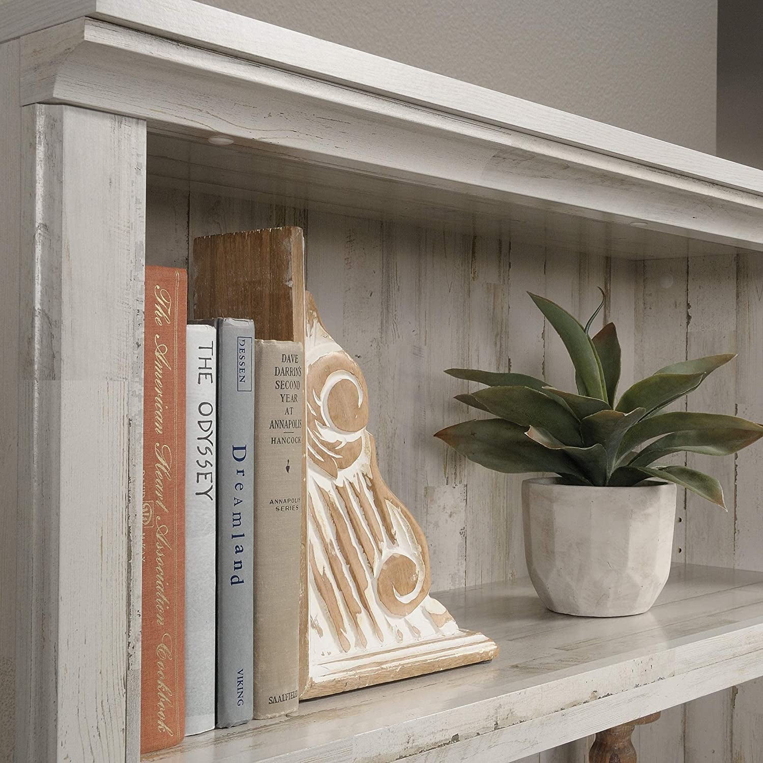 White Plank Bookcase With Five Adjustable Shelves For Home