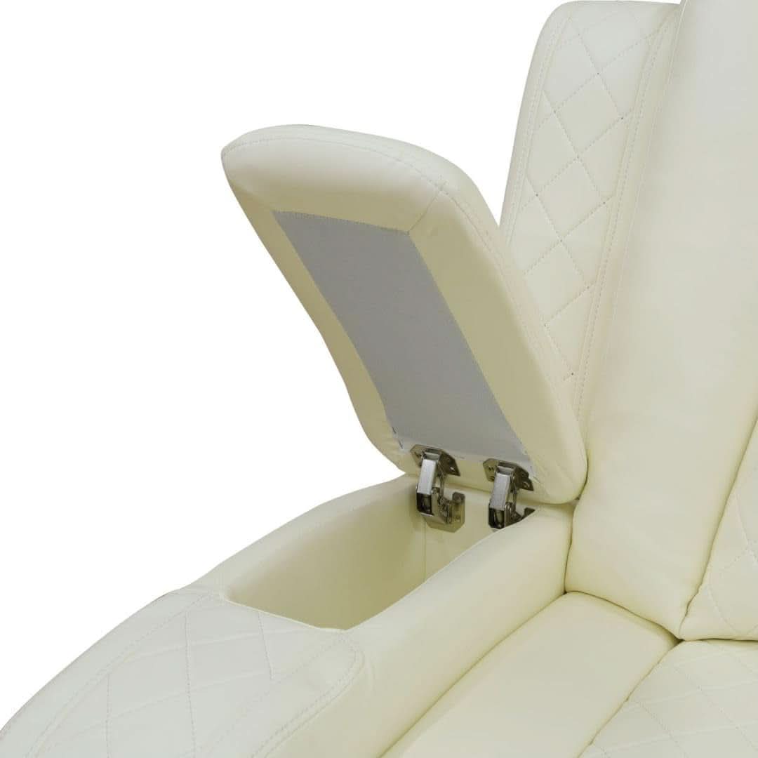 White Power Recliner Sofa With LED Lighting USB Charging