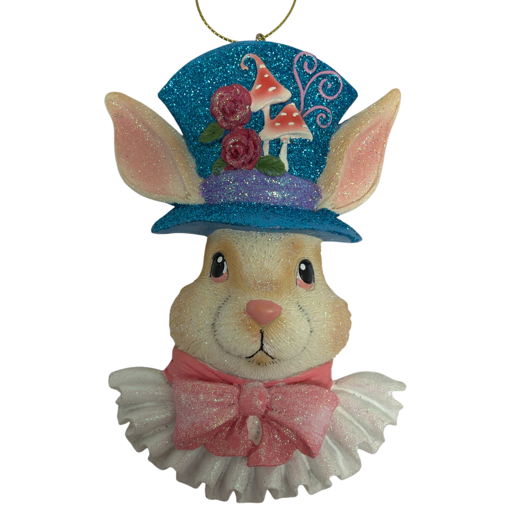 White Rabbit  - Alice in Wonderland Flat Back Character Head Ornament