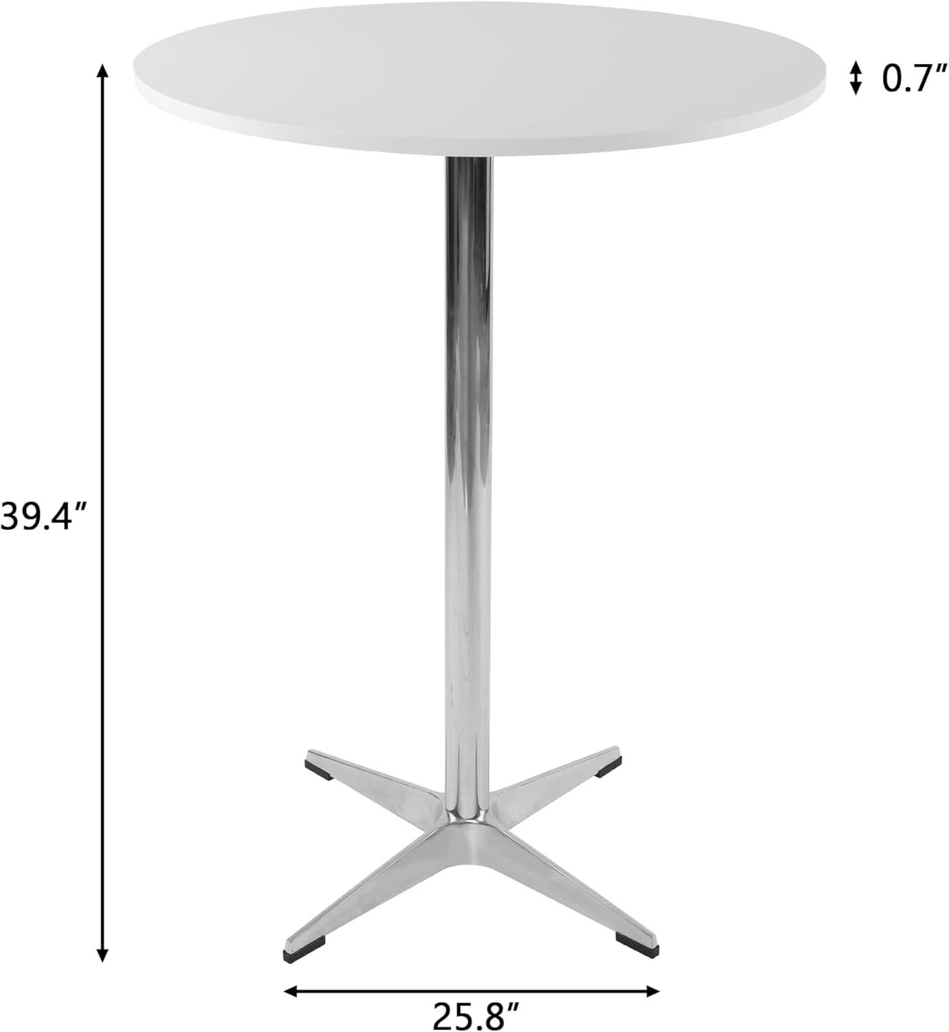 White Round Pub Table With Sturdy Crossbase 39 Inches