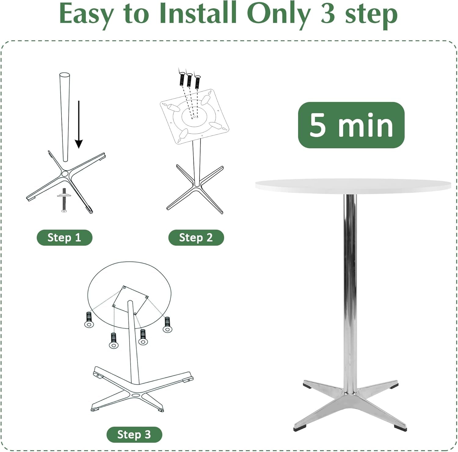 White Round Pub Table With Sturdy Crossbase 39 Inches