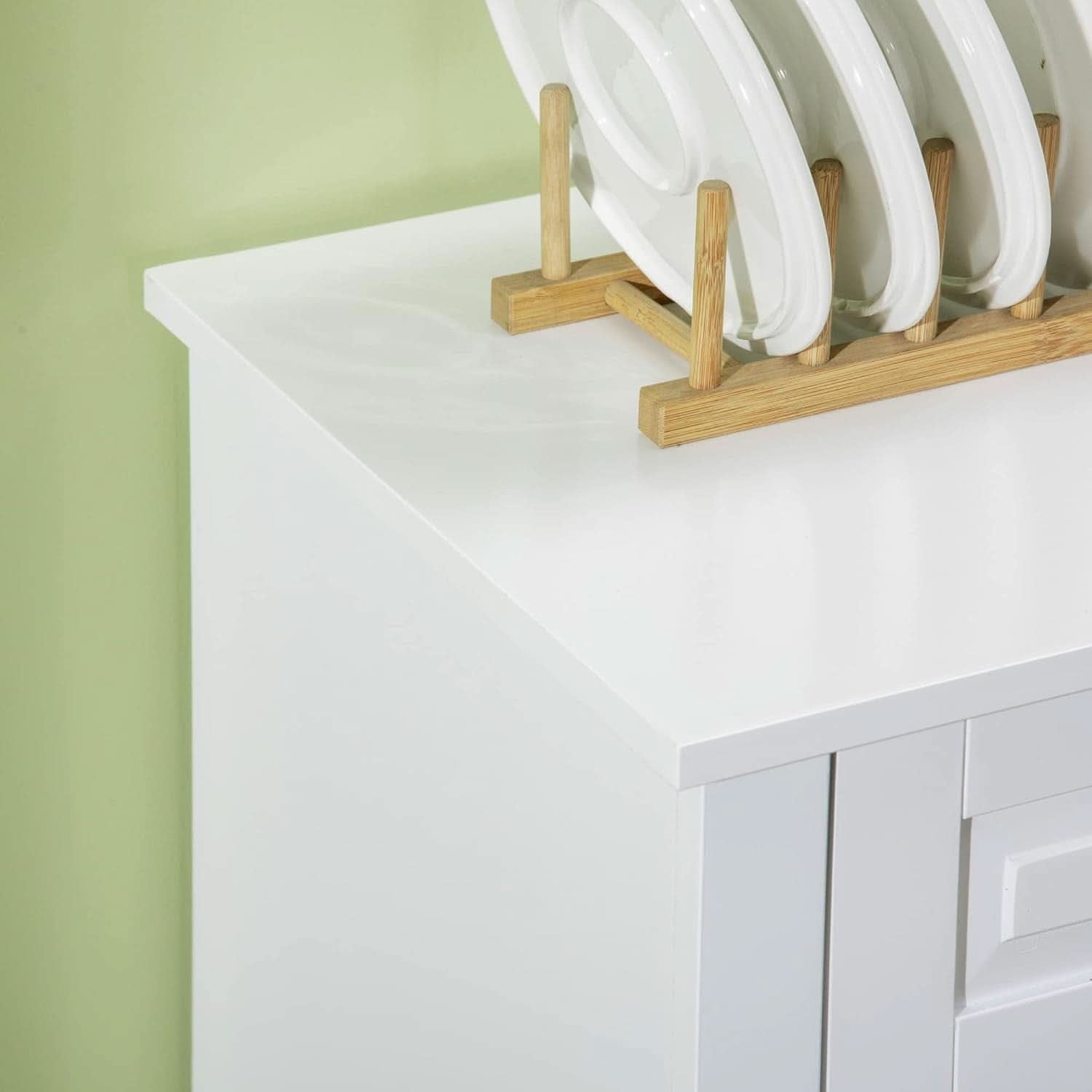 White Sideboard Buffet Cabinet With 2 Drawers And Shelves