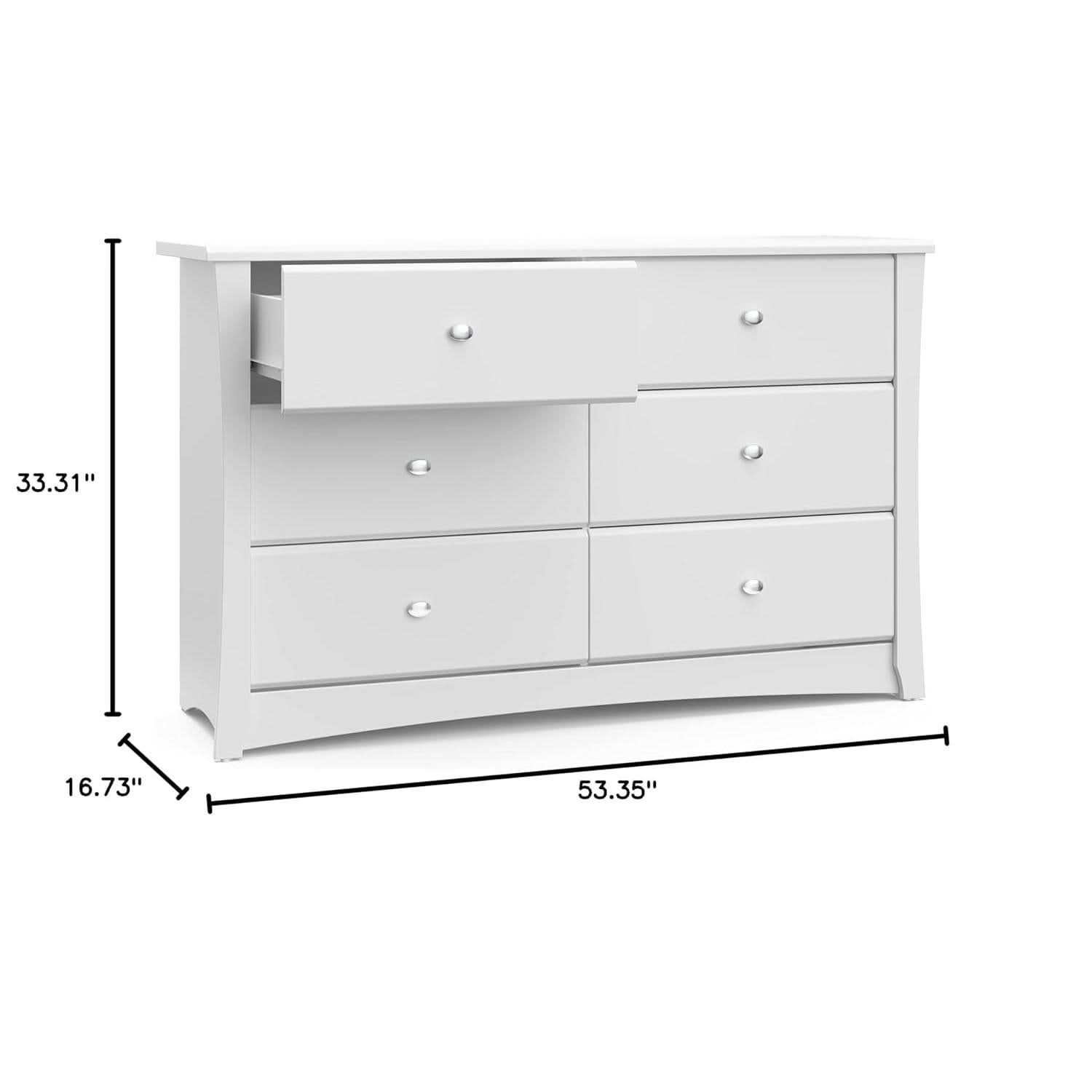 White Six Drawer Dresser for Kids With Safety Restraint Kit