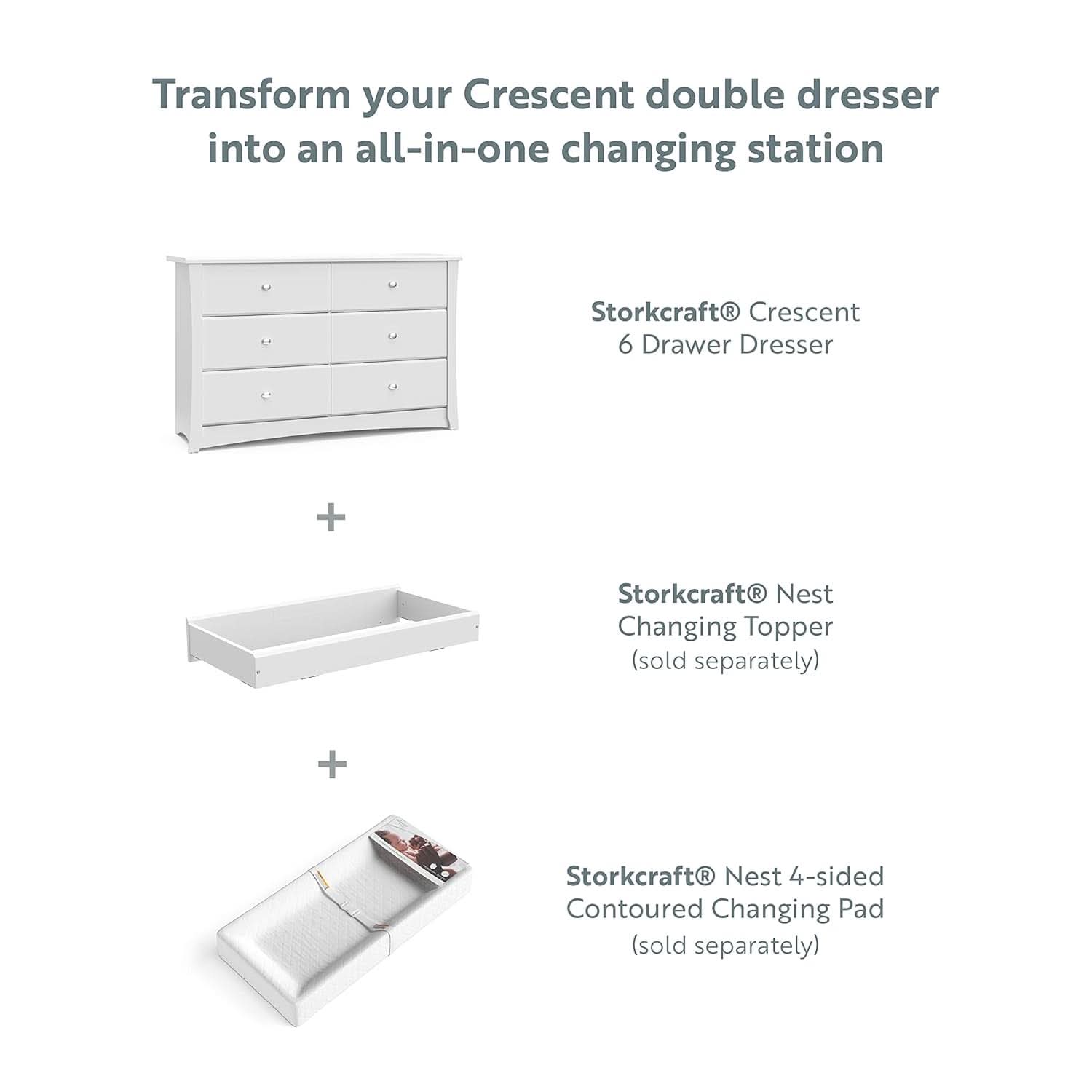 White Six Drawer Dresser for Kids With Safety Restraint Kit