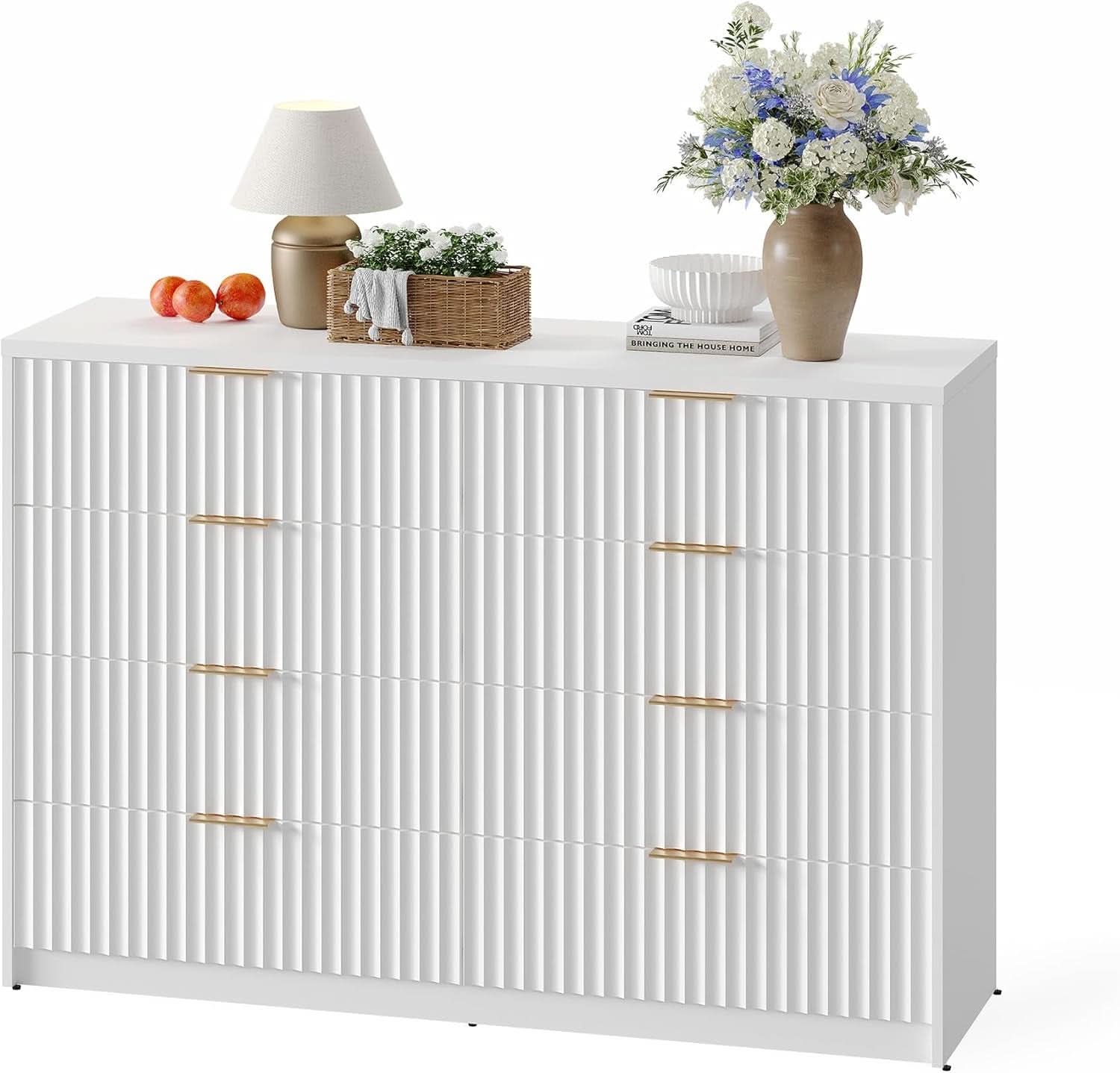 White Solid Maple Dresser Anti Tip LargeCapacityDrawers