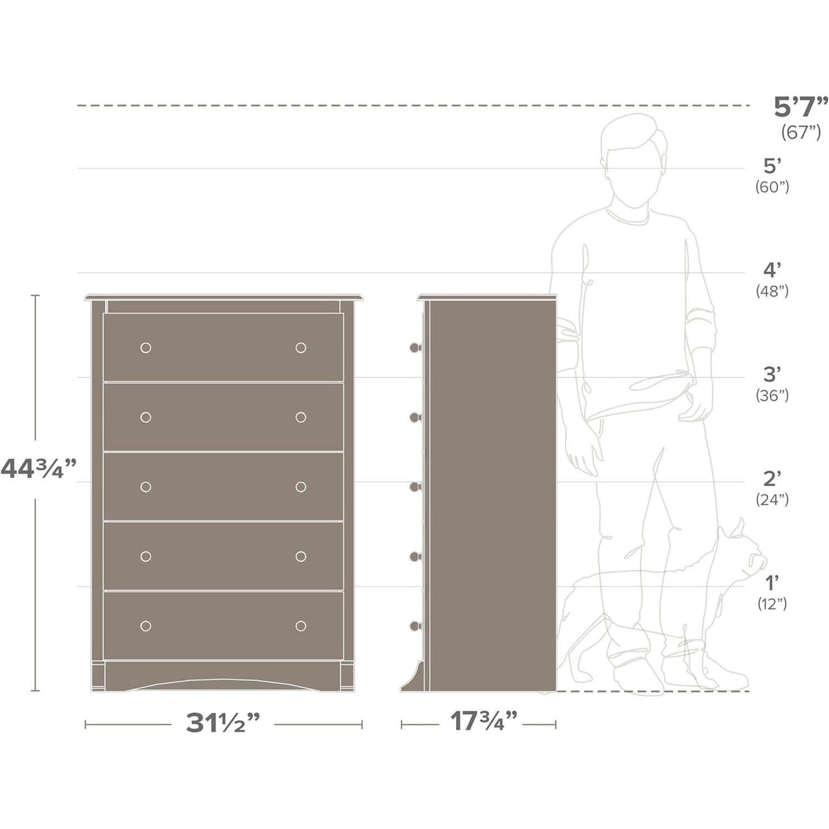 White Sonoma Dresser With Five Drawers Bedroom Storage