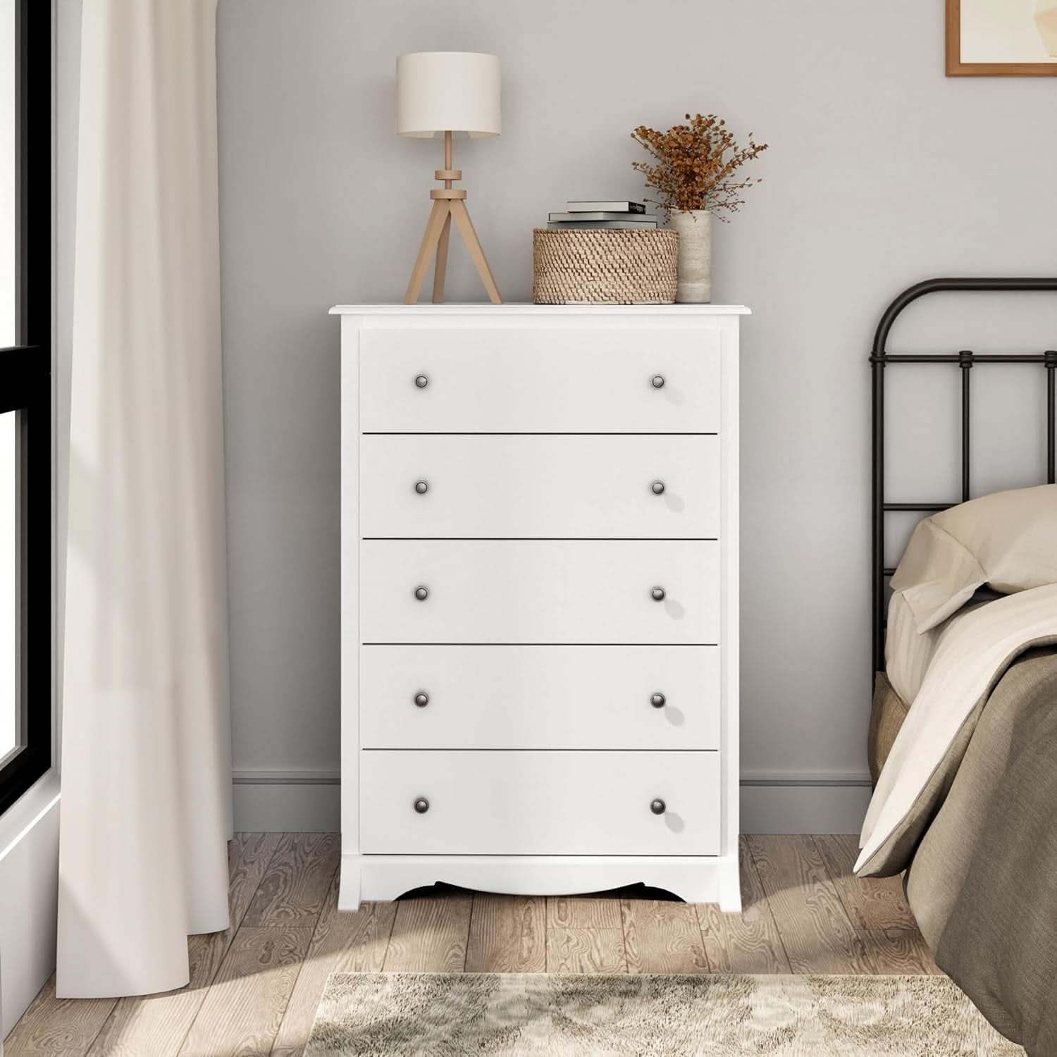 White Sonoma Dresser With Five Drawers Bedroom Storage