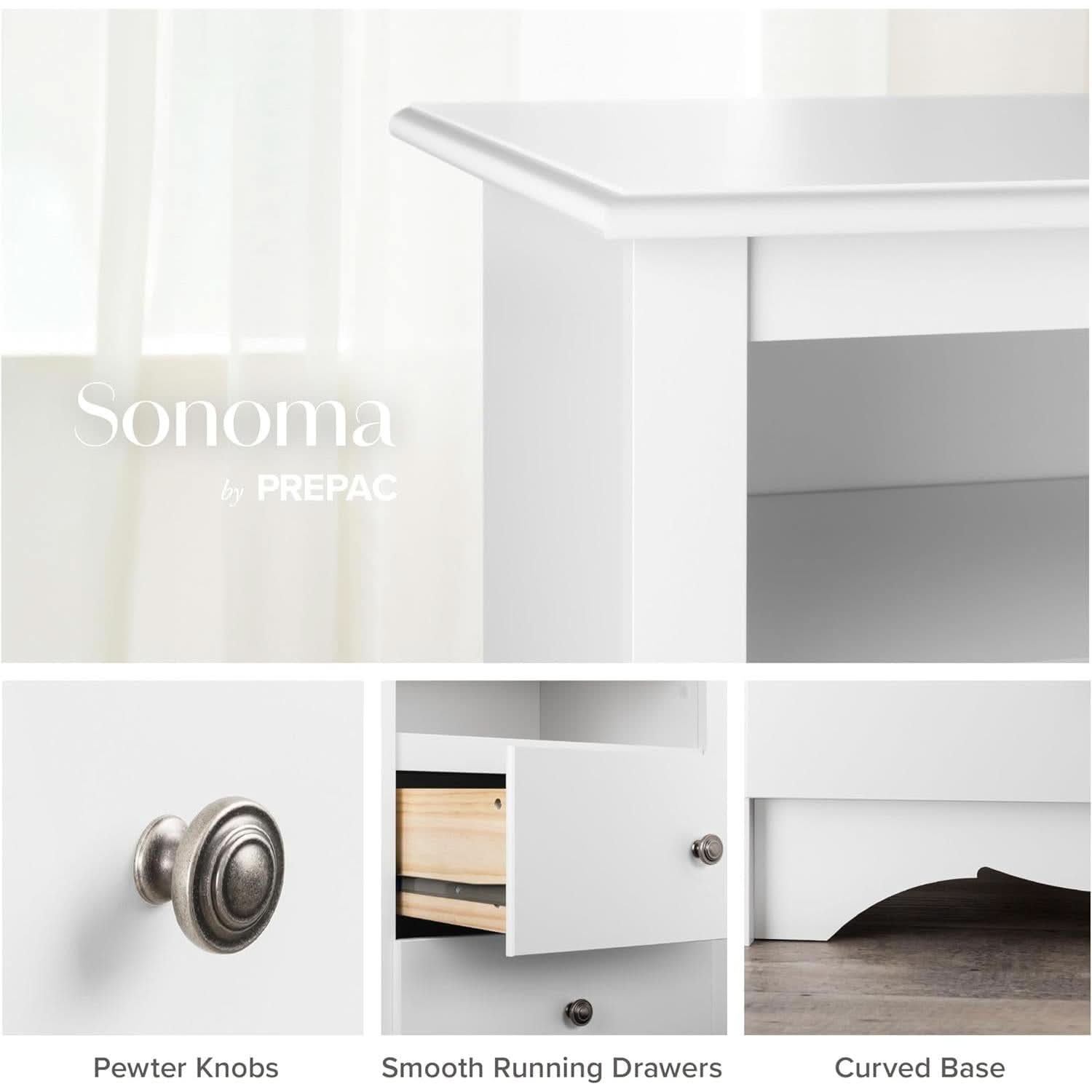 White Sonoma Dresser With Five Drawers Bedroom Storage