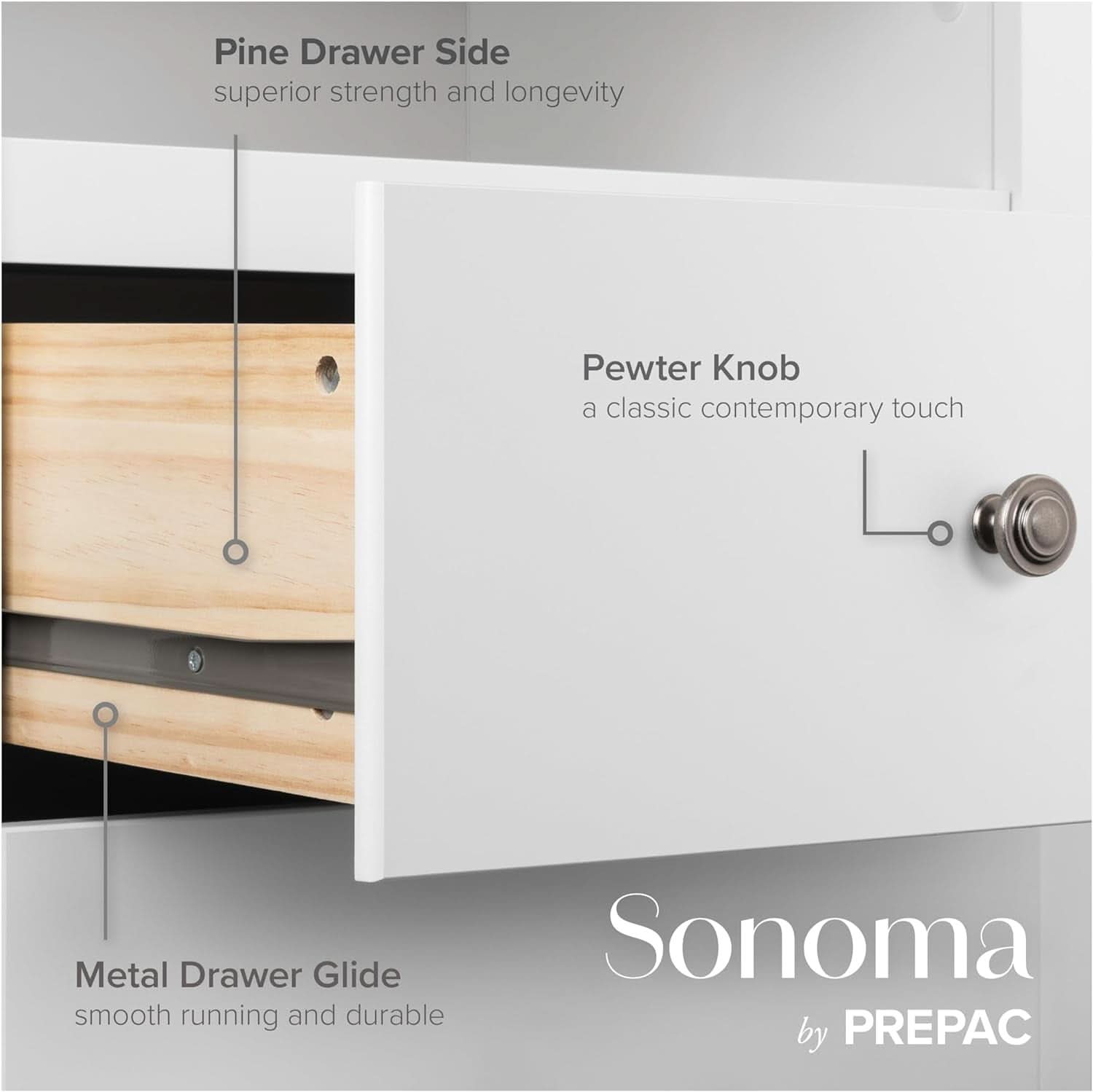 White Sonoma Dresser With Five Drawers Bedroom Storage