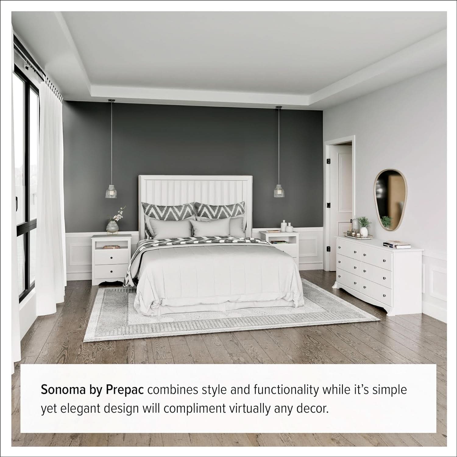 White Sonoma Dresser With Five Drawers Bedroom Storage