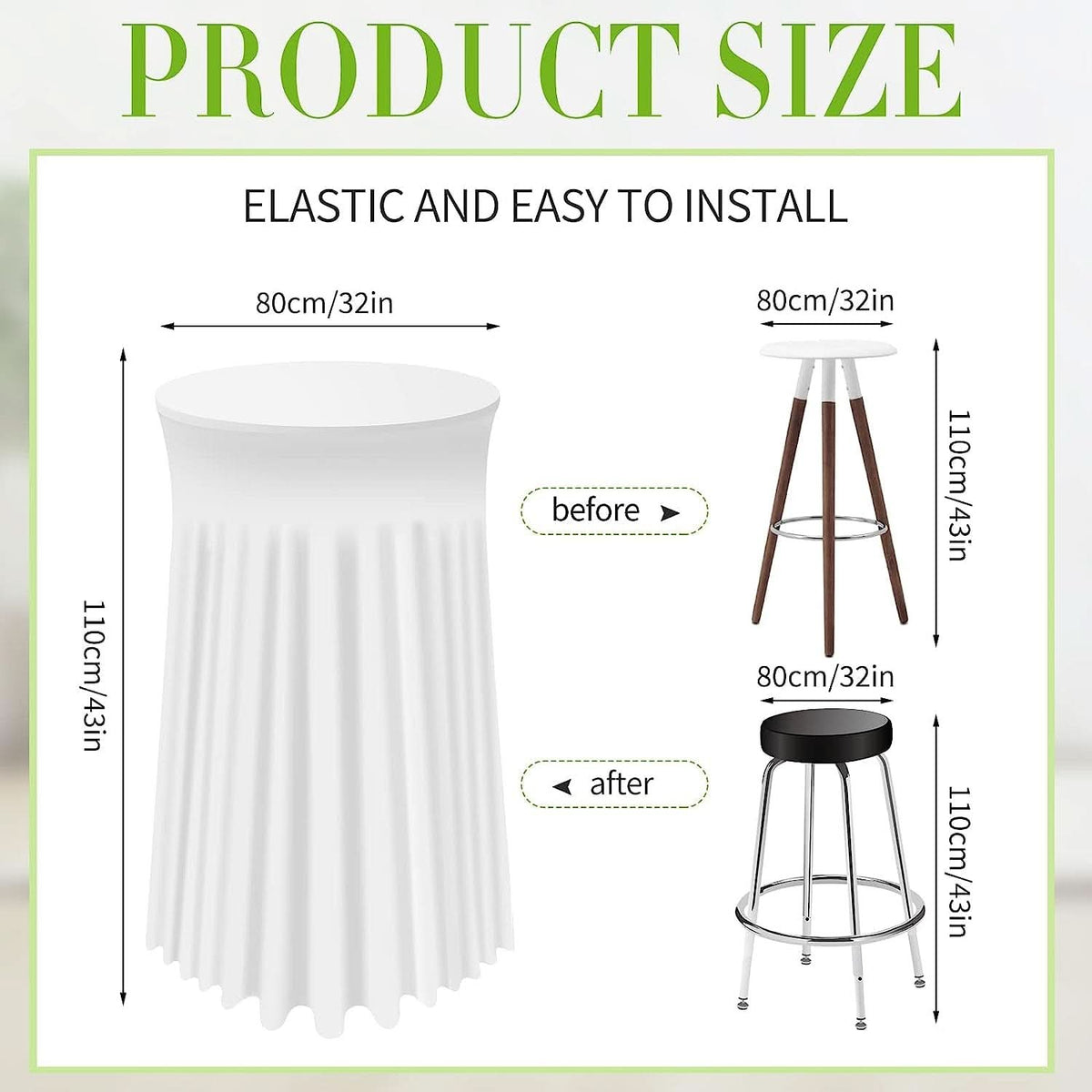 White Spandex Cocktail Tablecloths 32 Inch Round Pack Of 4
