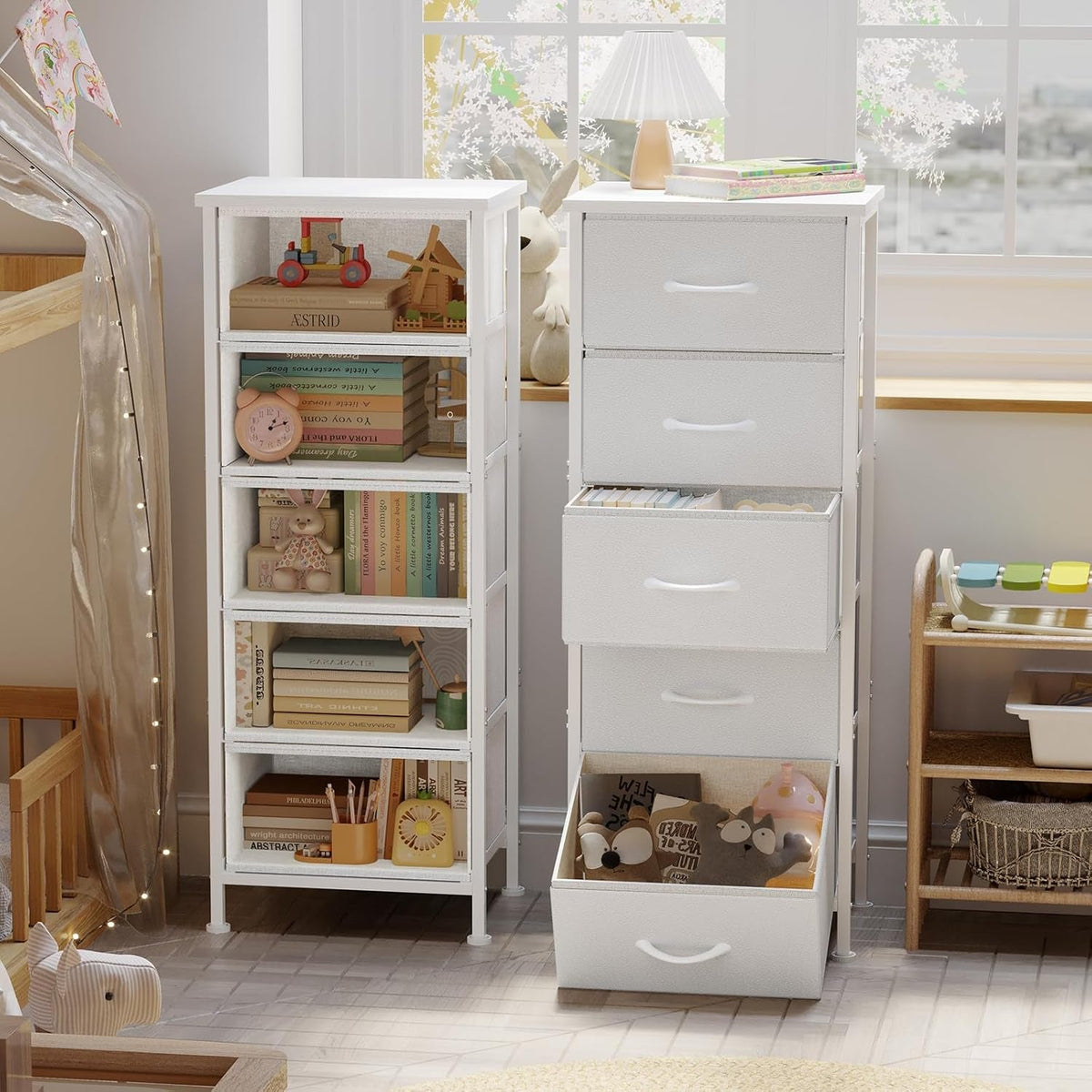 White Tall Dresser 5 Drawer Closet Storage Solution
