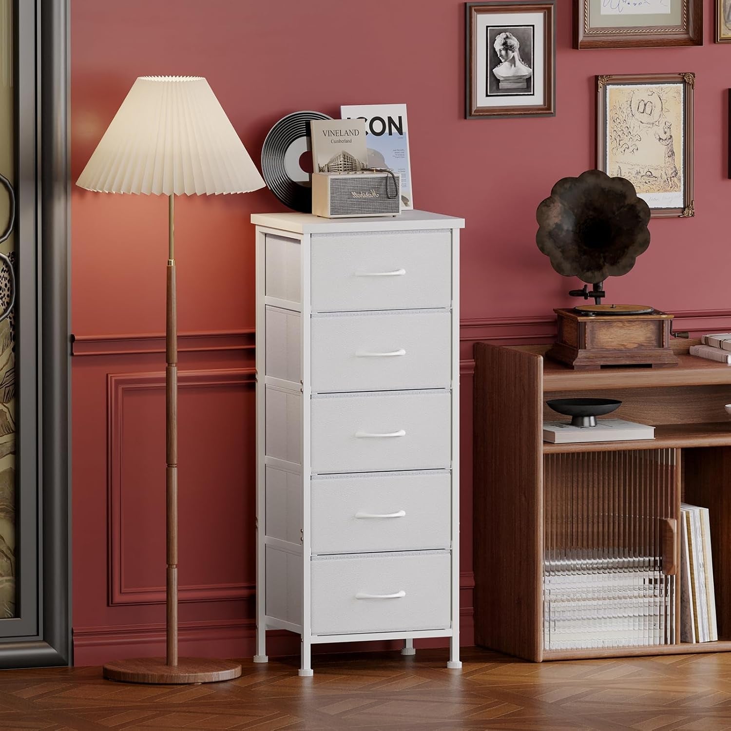 White Tall Dresser 5 Drawer Closet Storage Solution