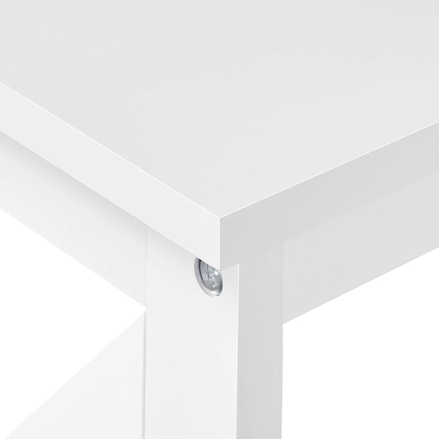 White Three Tier Console Table With Storage Shelves