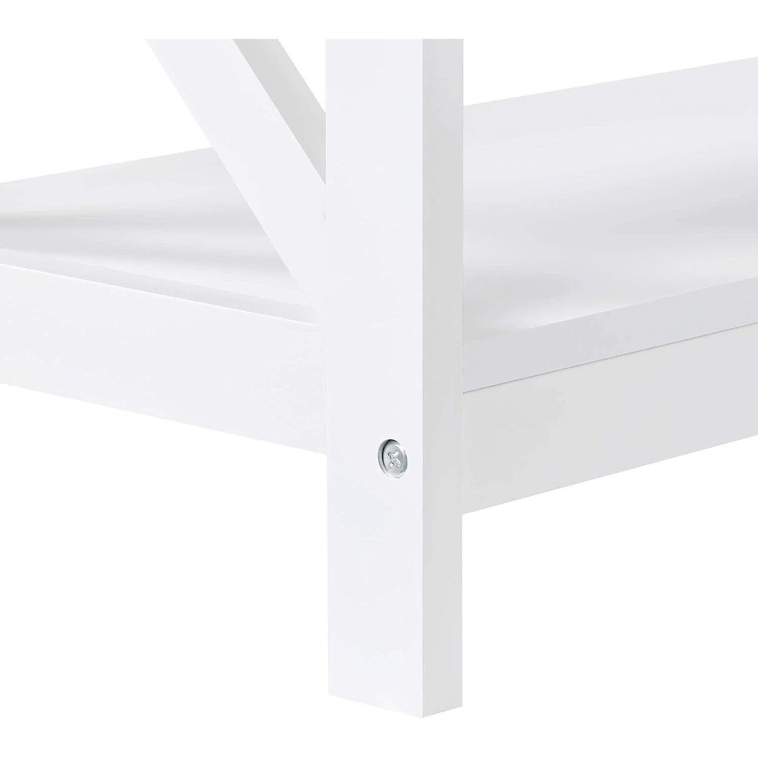 White Three Tier Console Table With Storage Shelves