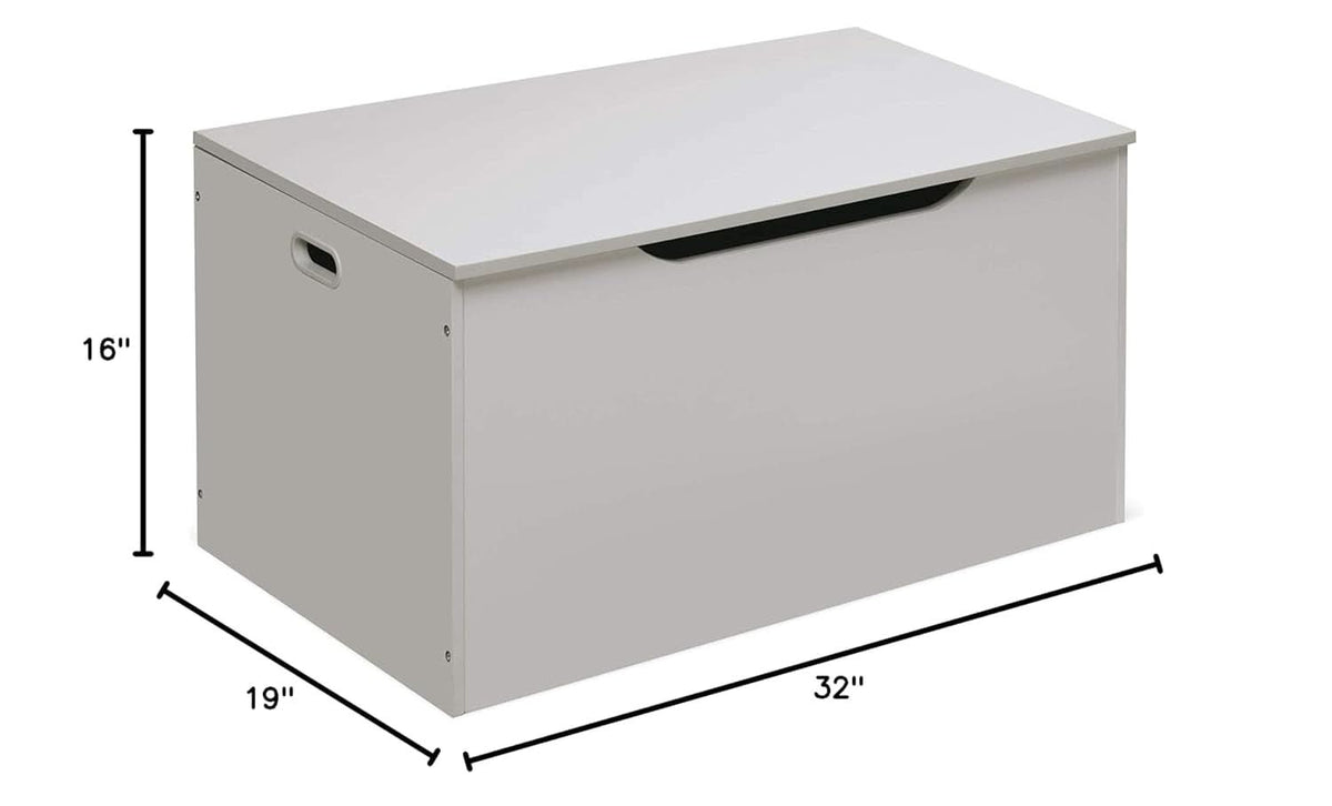 White Toy Storage Chest Bench FourCubicFeet FlipTopLid